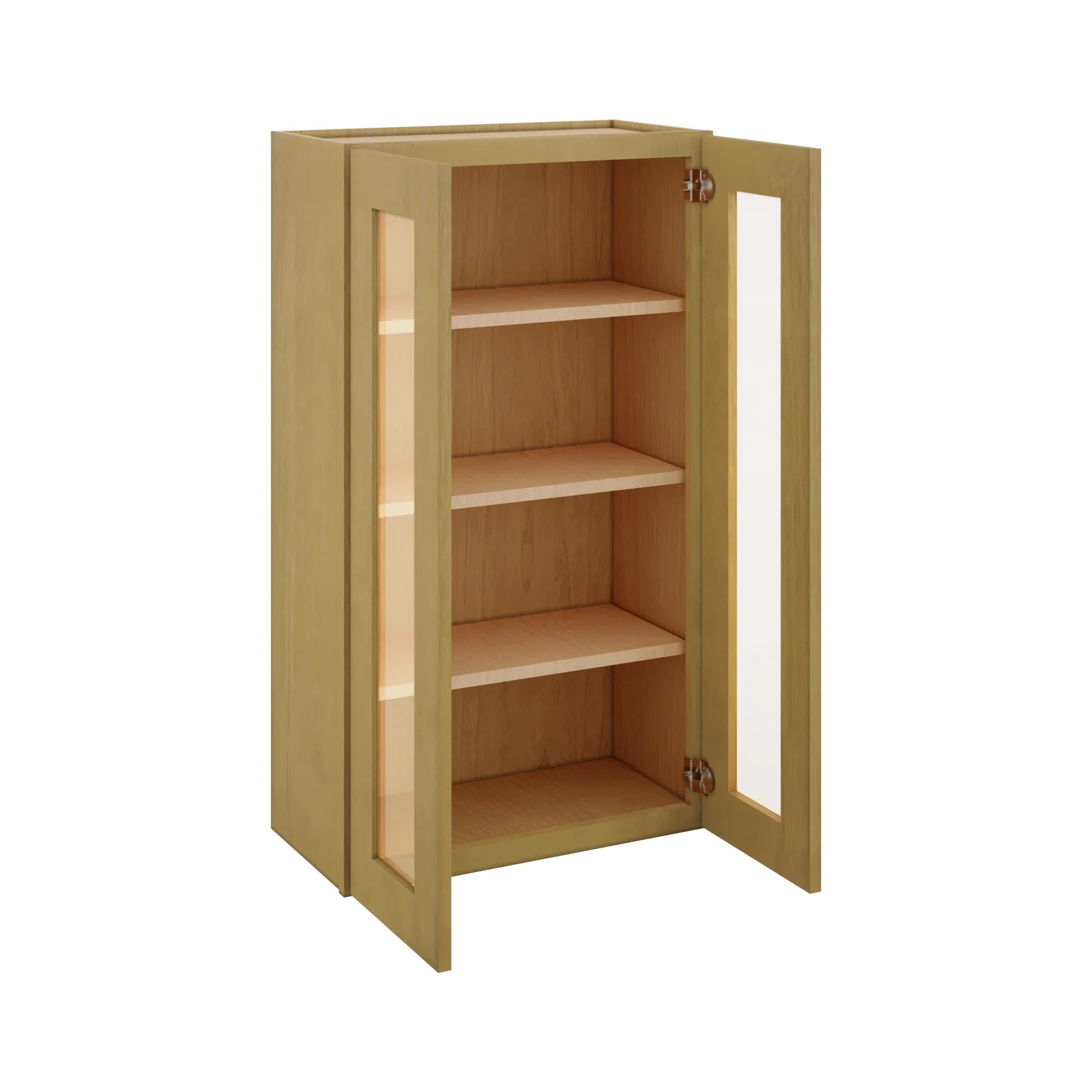 Modernform Cabinet Natural Shaker 24" W X 42" H X 12" D Double Glass Door Wall Cabinet