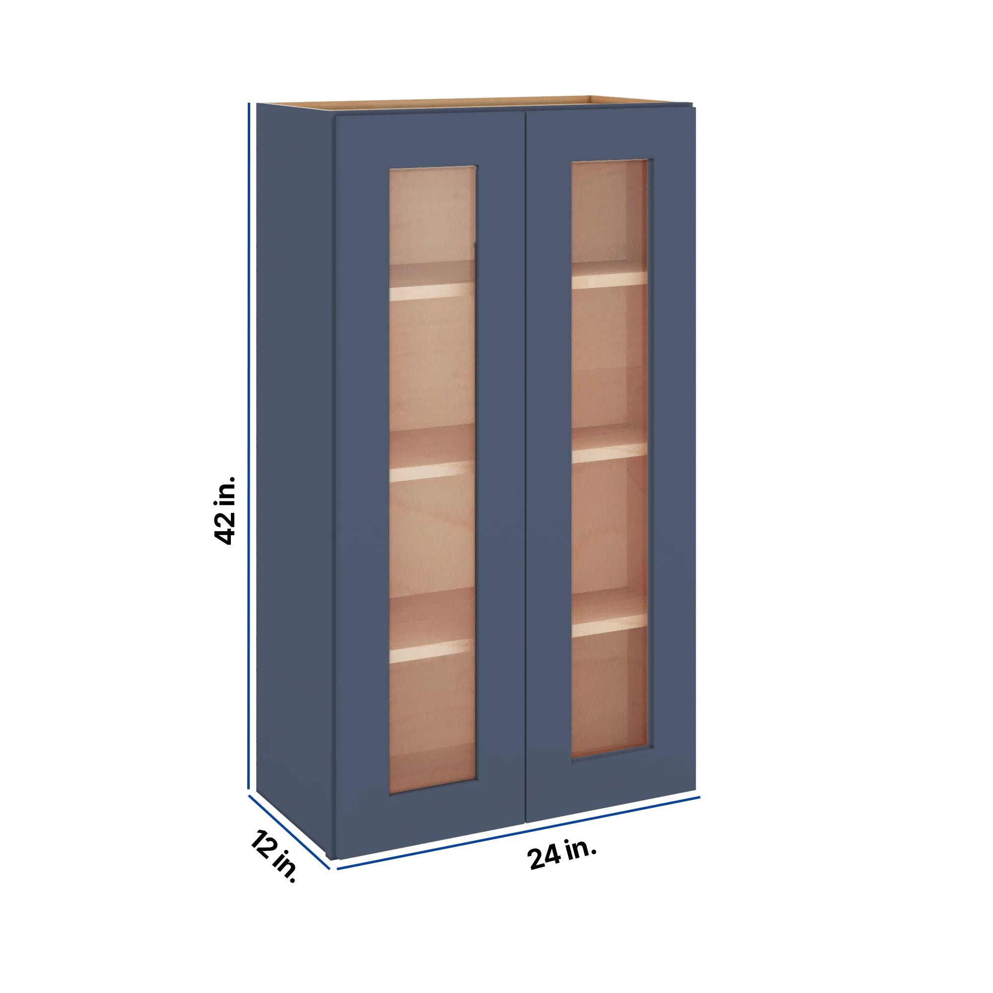 Modernform Cabinet Signature Blue 24" W X 42" H X 12" D Double Glass Door Wall Cabinet