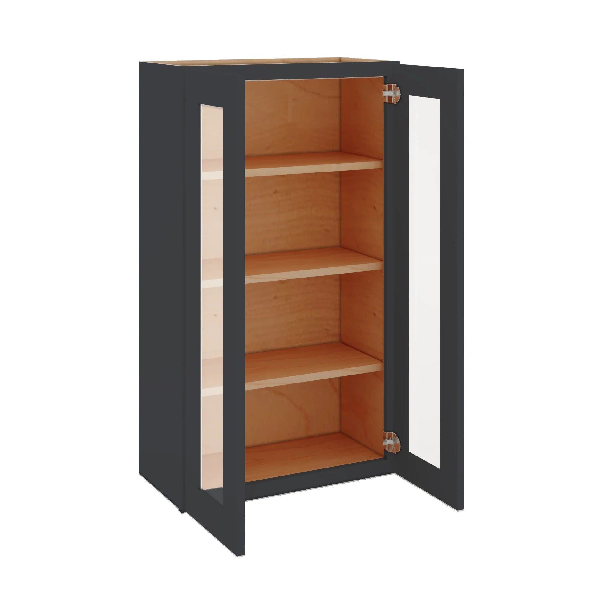 Modernform Cabinet Onyx Black Shaker 24" W X 42" H X 12" D Double Glass Door Wall Cabinet