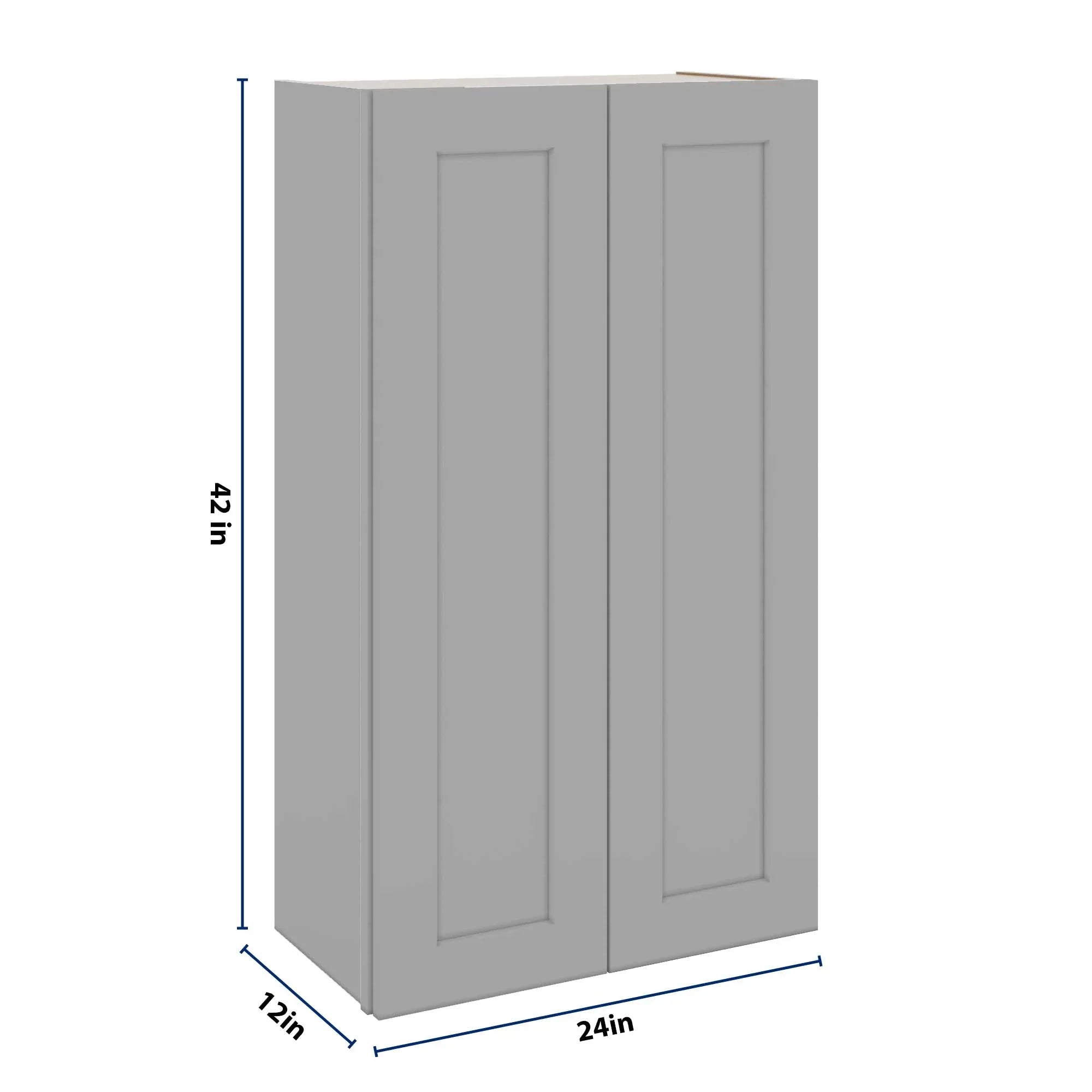 J&K Castle Grey S5 Double Door Wall Cabinet - 24" W x 42" H