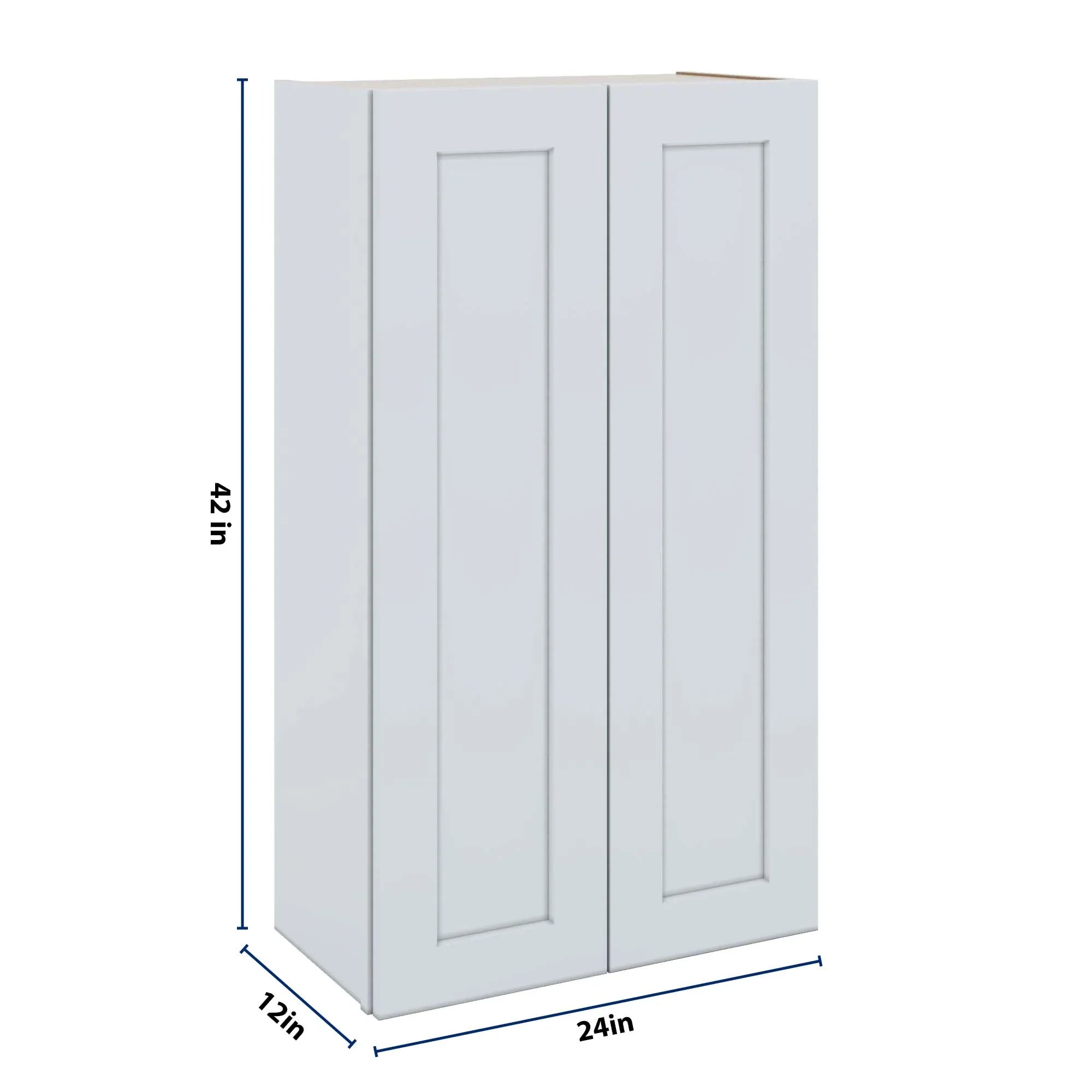 J&K White Shaker S8 Double Door Wall Cabinet - 24" W x 42" H