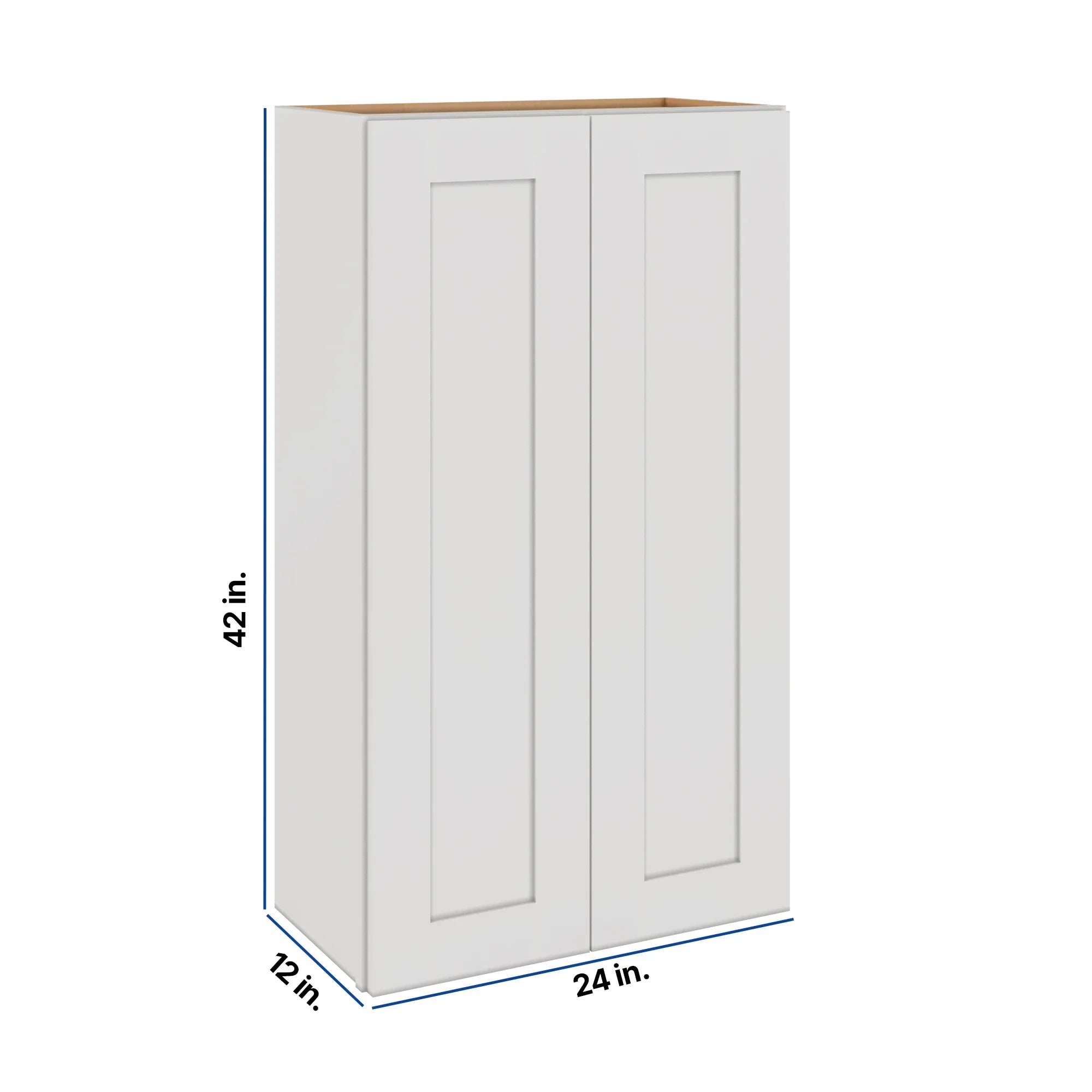 Modernform Cabinet White Shaker 24" W X 42" H X 12" D Double Door Wall Cabinet