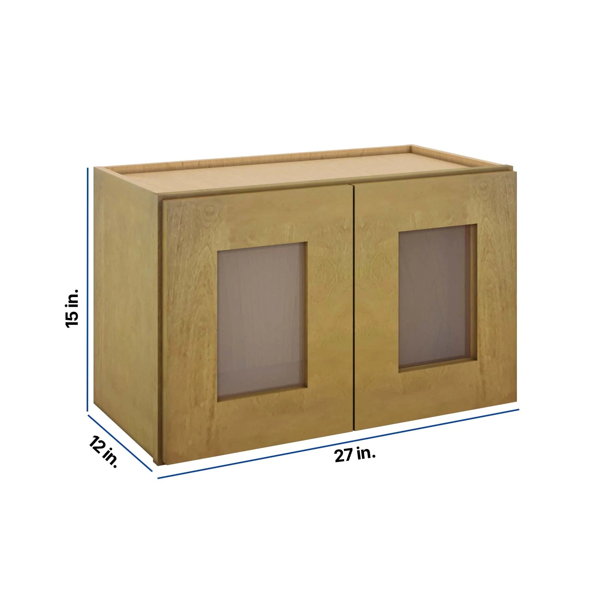 Modernform Cabinet Natural Shaker 27" W X 15" H X 12" D Double Glass Door Wall Cabinet