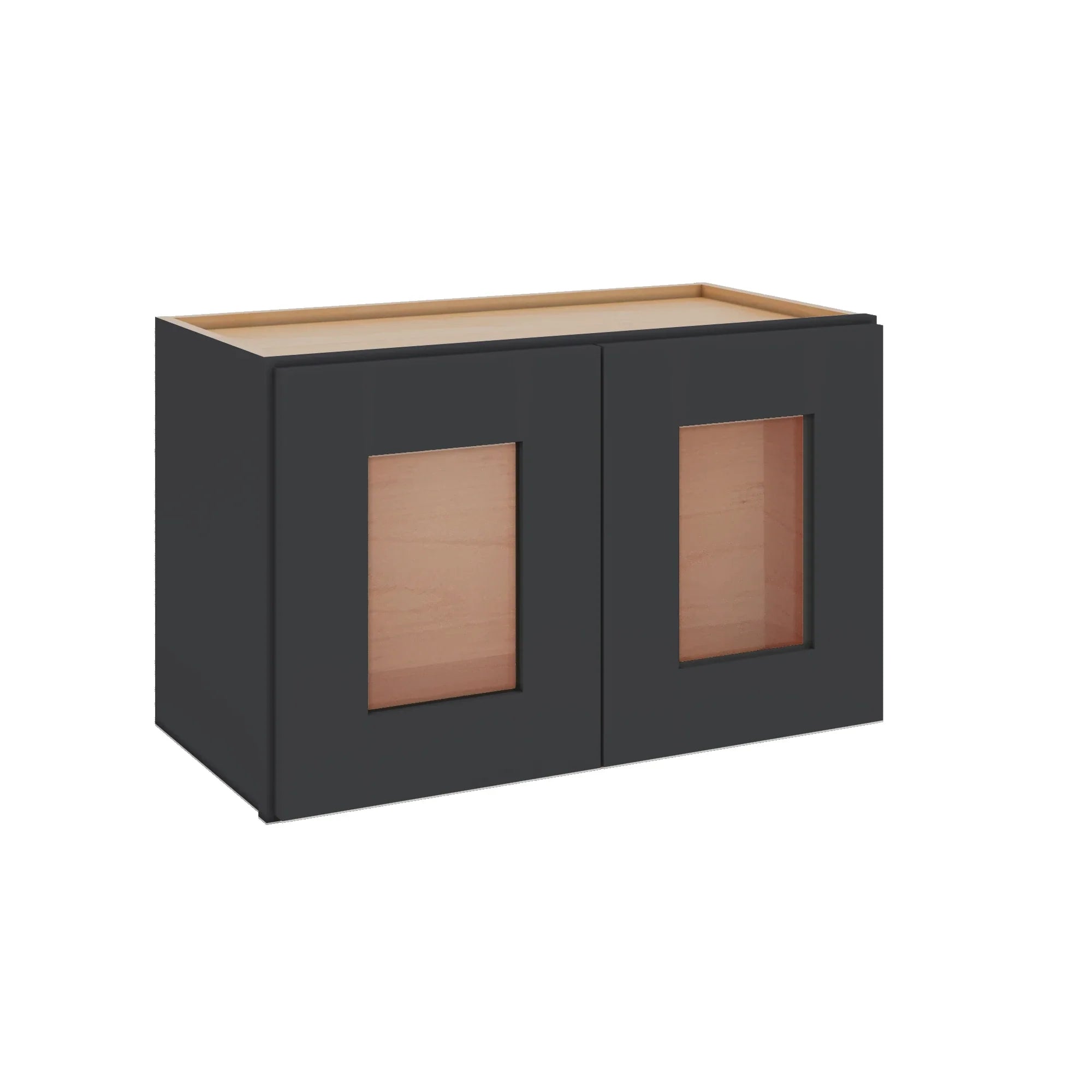 Modernform Cabinet Onyx Black Shaker 27" W X 15" H X 12" D Double Glass Door Wall Cabinet