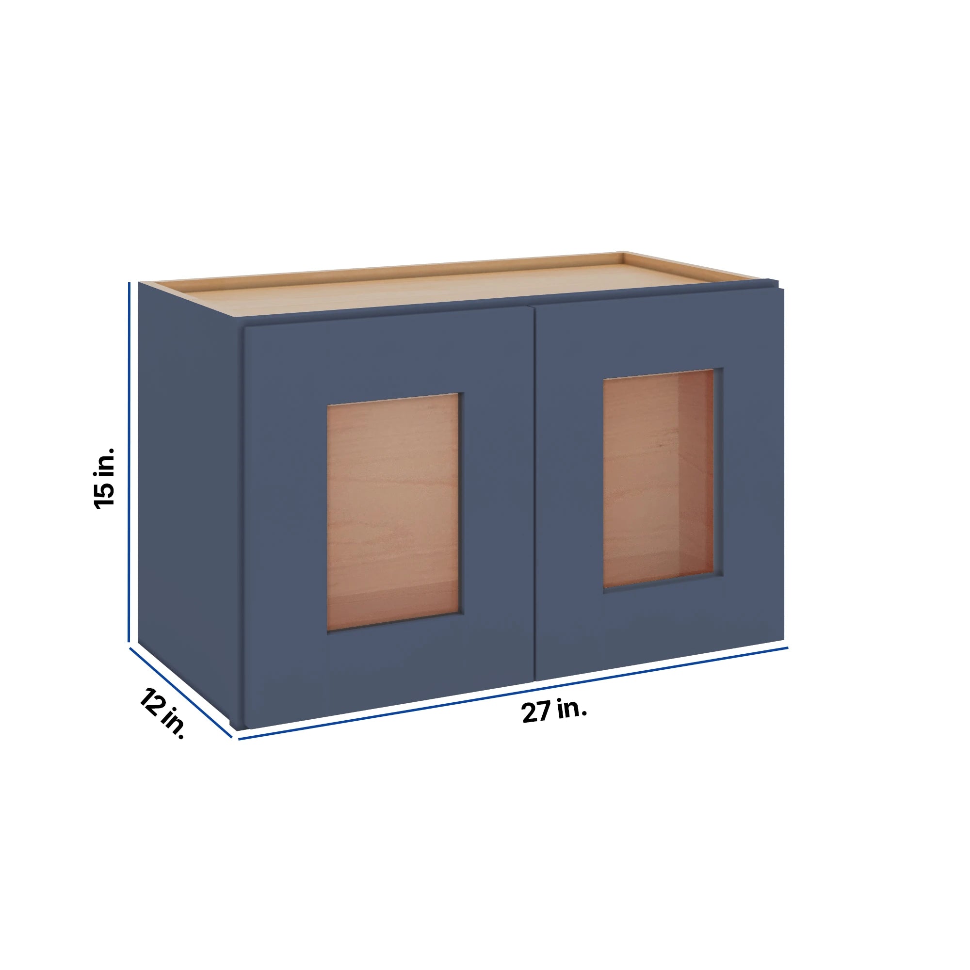 Modernform Cabinet Signature Blue 27" W X 15" H X 12" D Double Glass Door Wall Cabinet