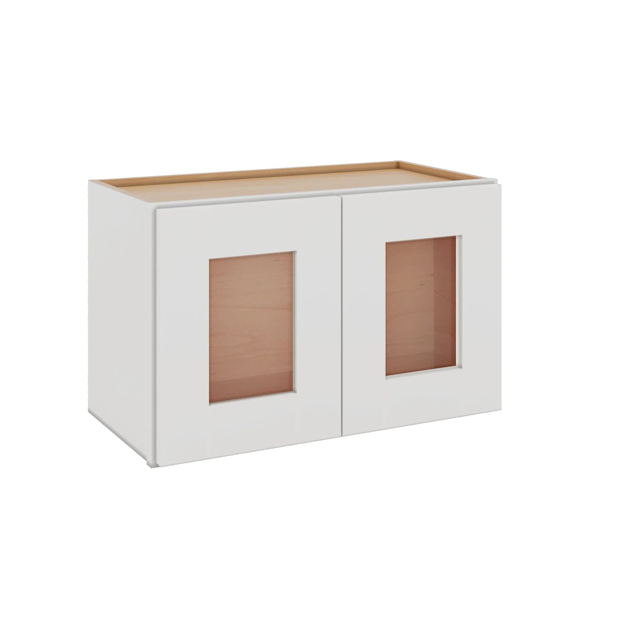 Modernform Cabinet White Shaker 27" W X 15" H X 12" D Double Glass Door Wall Cabinet