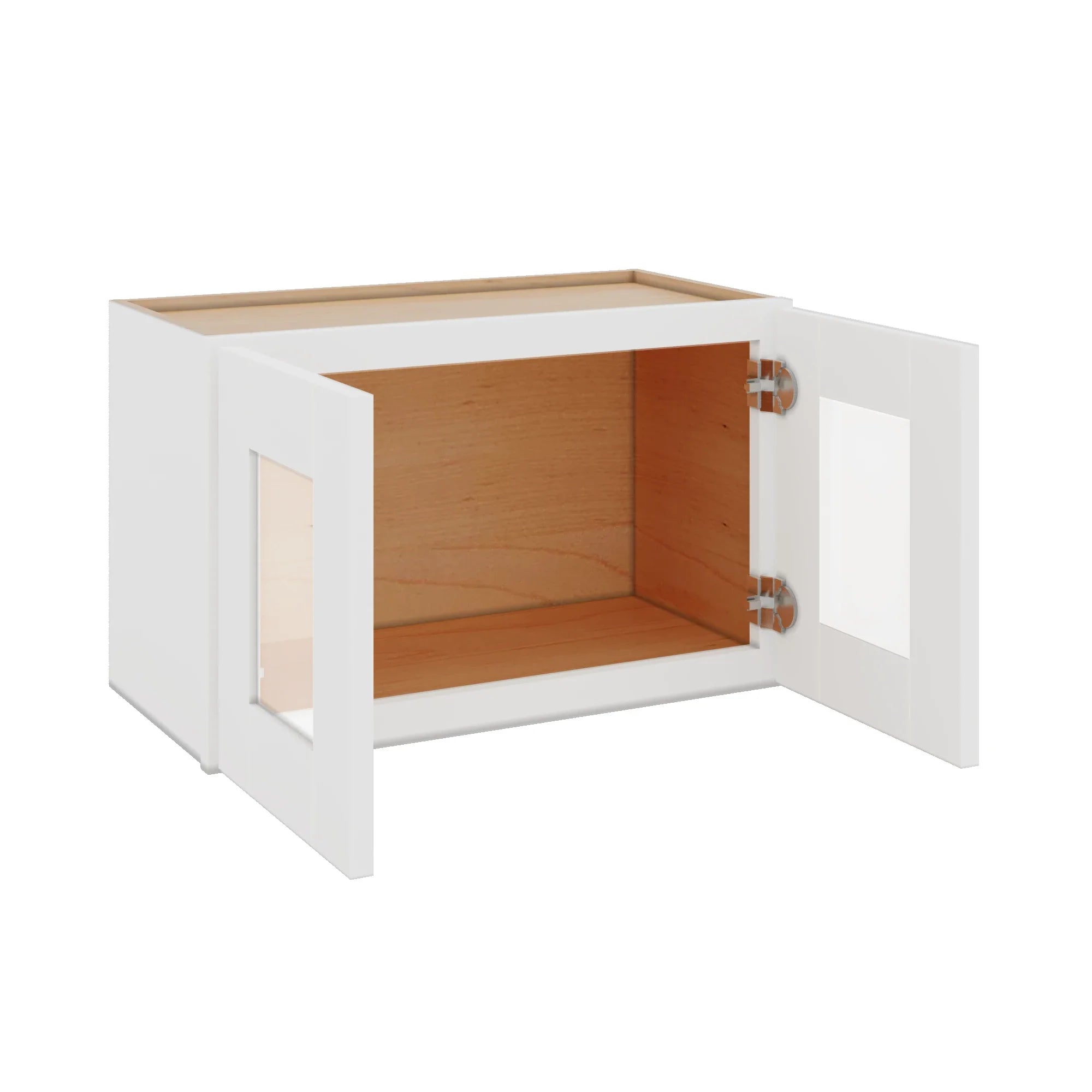 Modernform Cabinet White Shaker 27" W X 15" H X 12" D Double Glass Door Wall Cabinet