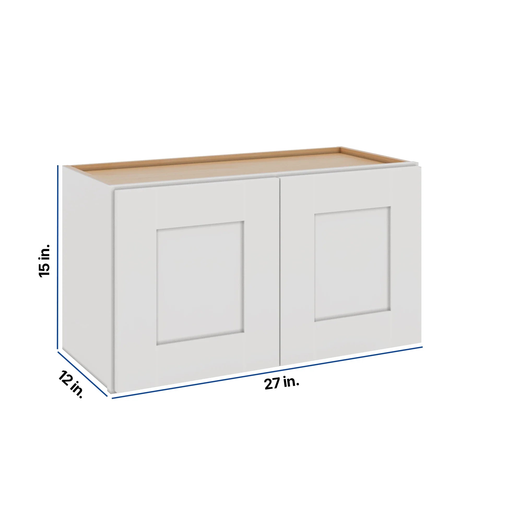 Modernform Cabinet White Shaker 27" W X 15" H X 12" D Double Door Wall Cabinet