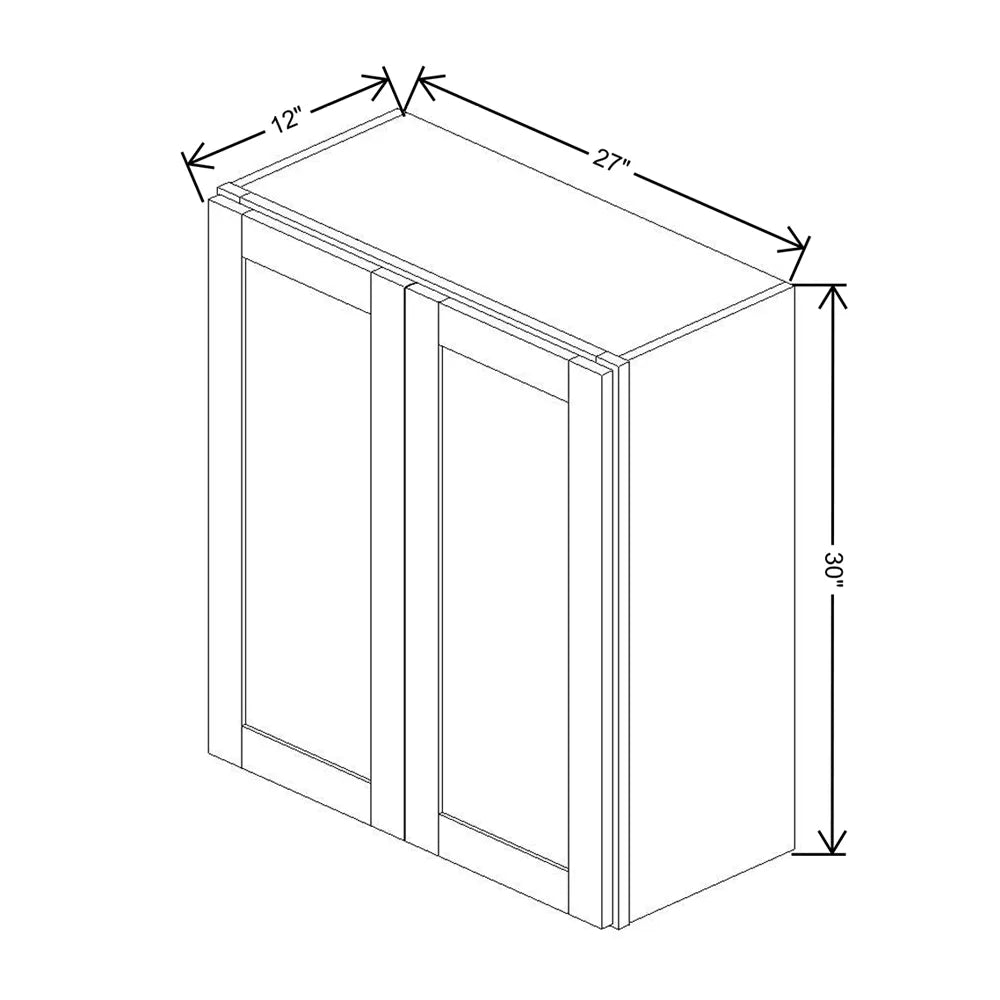 Kitchen Cabinet Distributors Shaker Designer White 5PC Double Door Wall Cabinet - 27" W x 30" H