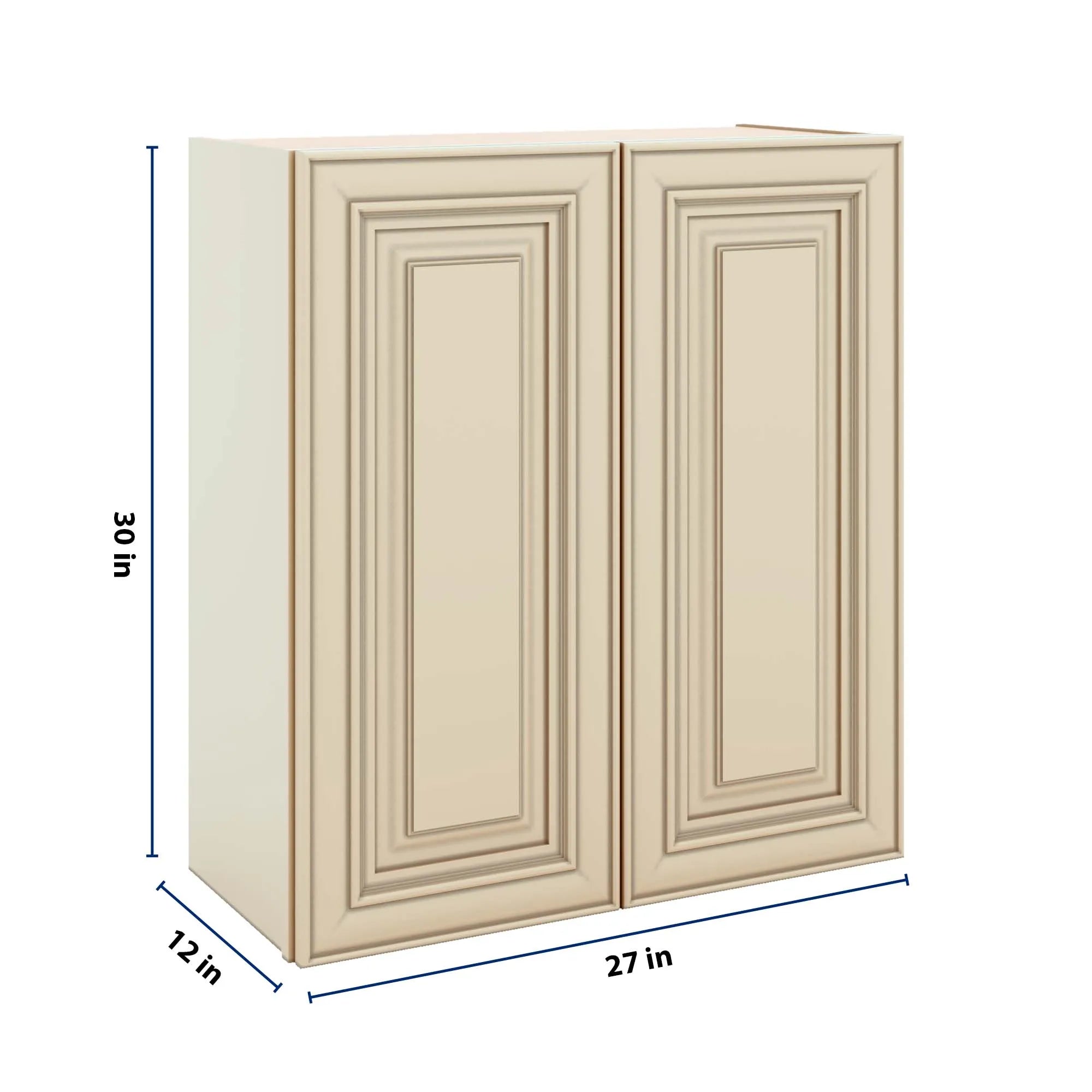 J&K Creme Glazed A7 Double Door Wall Cabinet - 27" W x 30" H