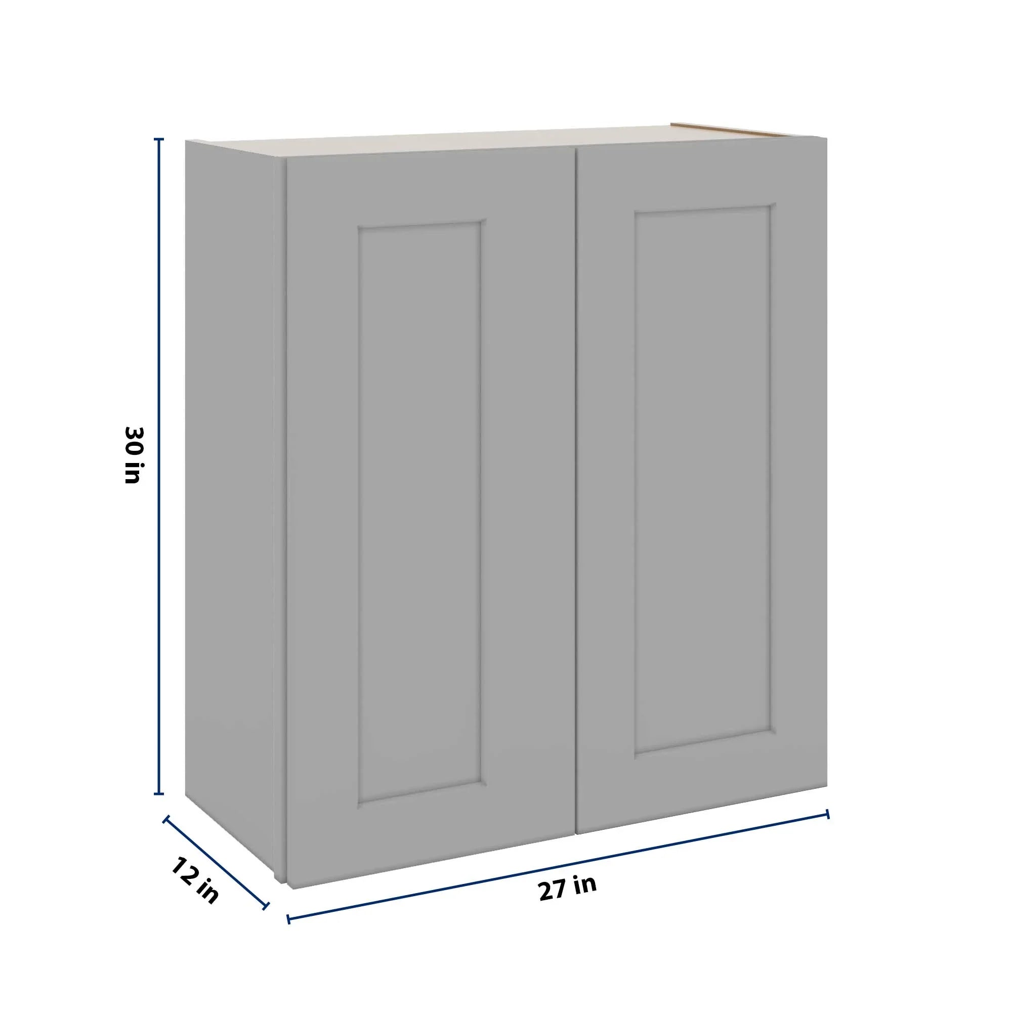 J&K Castle Grey S5 Double Door Wall Cabinet - 27" W x 30" H