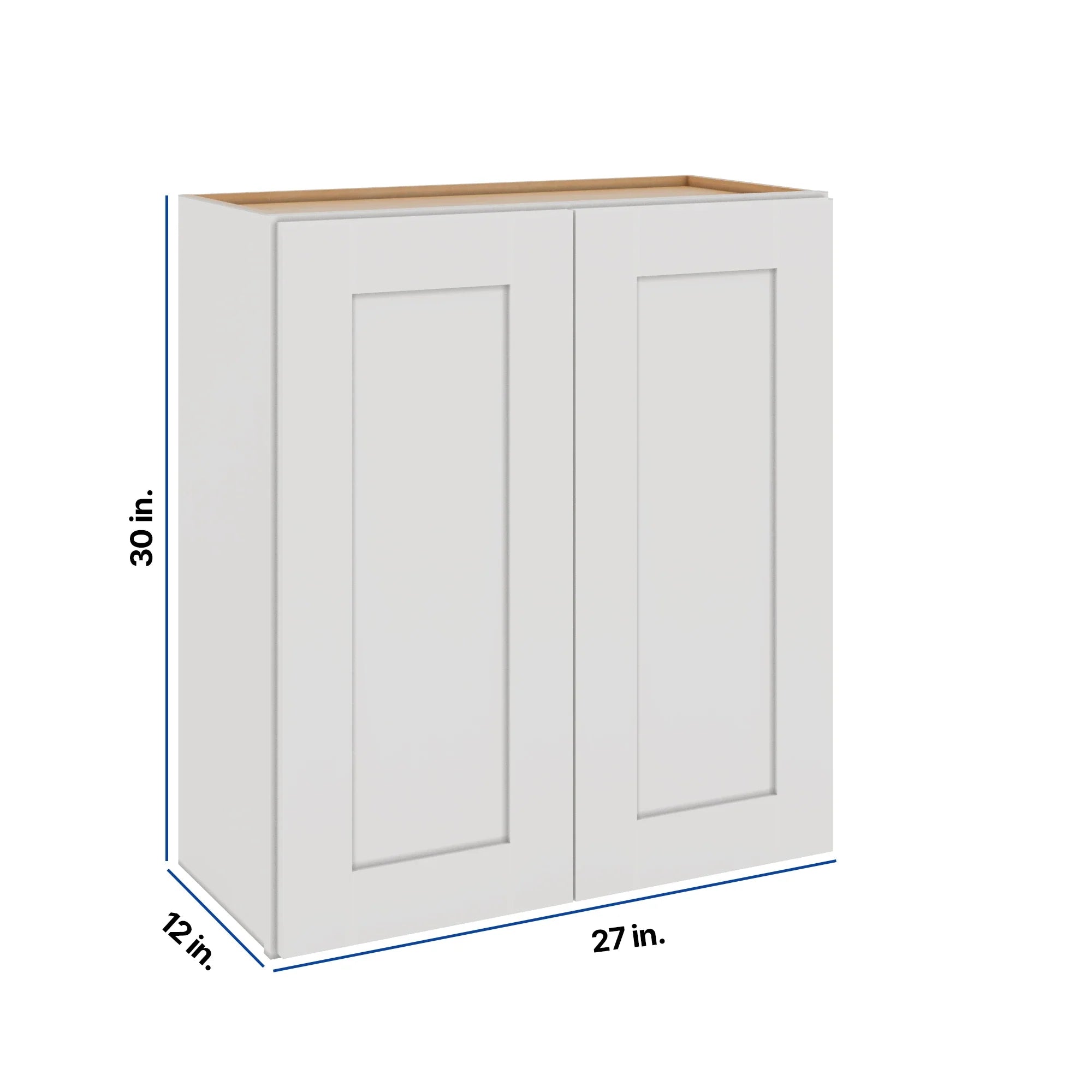 Modernform Cabinet White Shaker 27" W X 30" H X 12" D Double Door Wall Cabinet