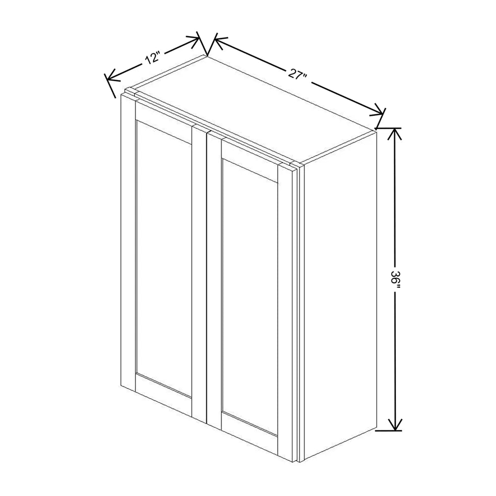 Kitchen Cabinet Distributors Shaker Designer White 5PC Double Door Wall Cabinet - 27" W x 36" H