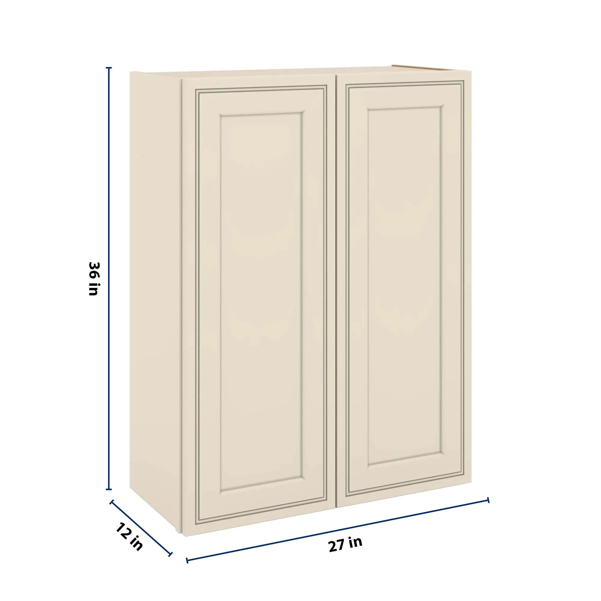 J&K Pearl Glazed H9 Double Door Wall Cabinet - 27" W x 36" H