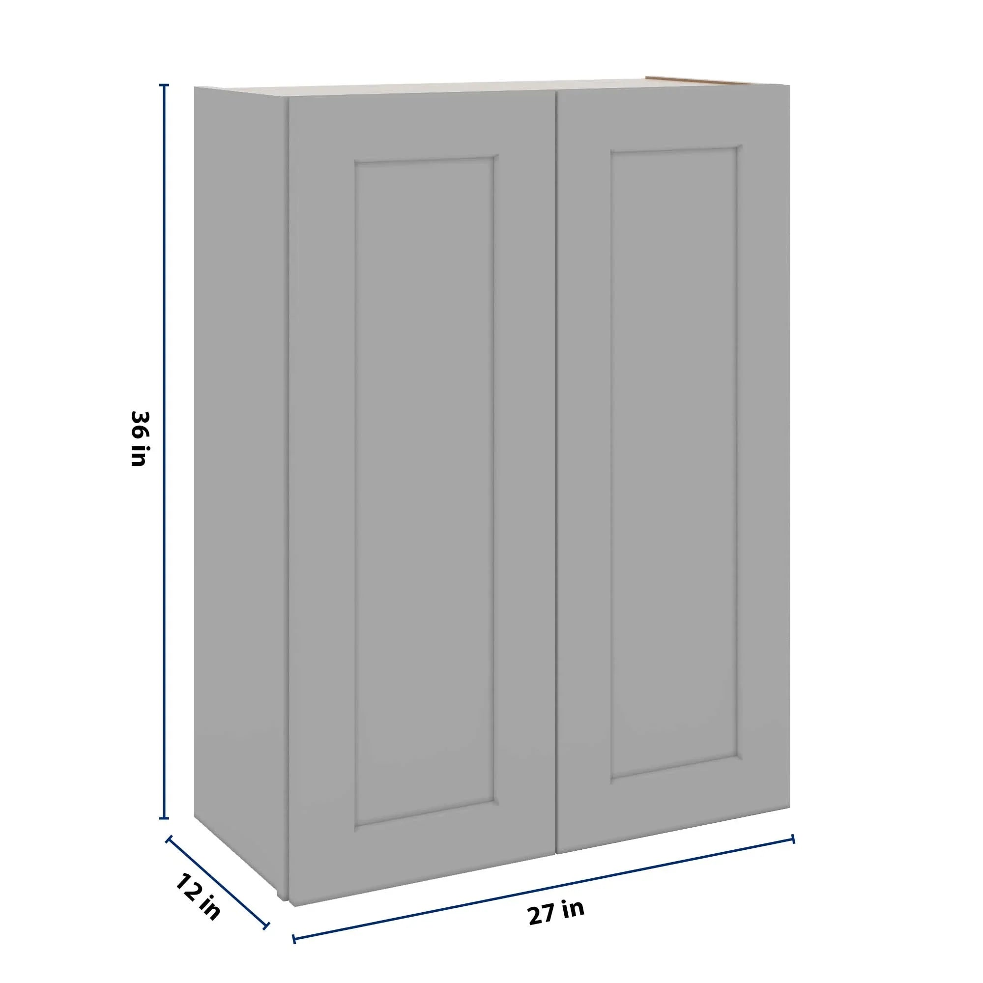 J&K Castle Grey S5 Double Door Wall Cabinet - 27" W x 36" H