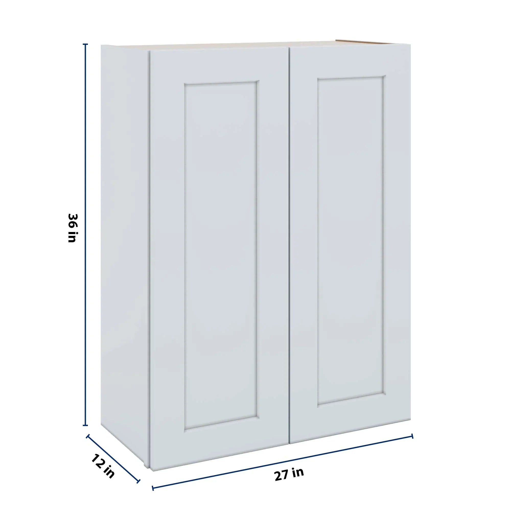 J&K White Shaker S8 Double Door Wall Cabinet - 27" W x 36" H