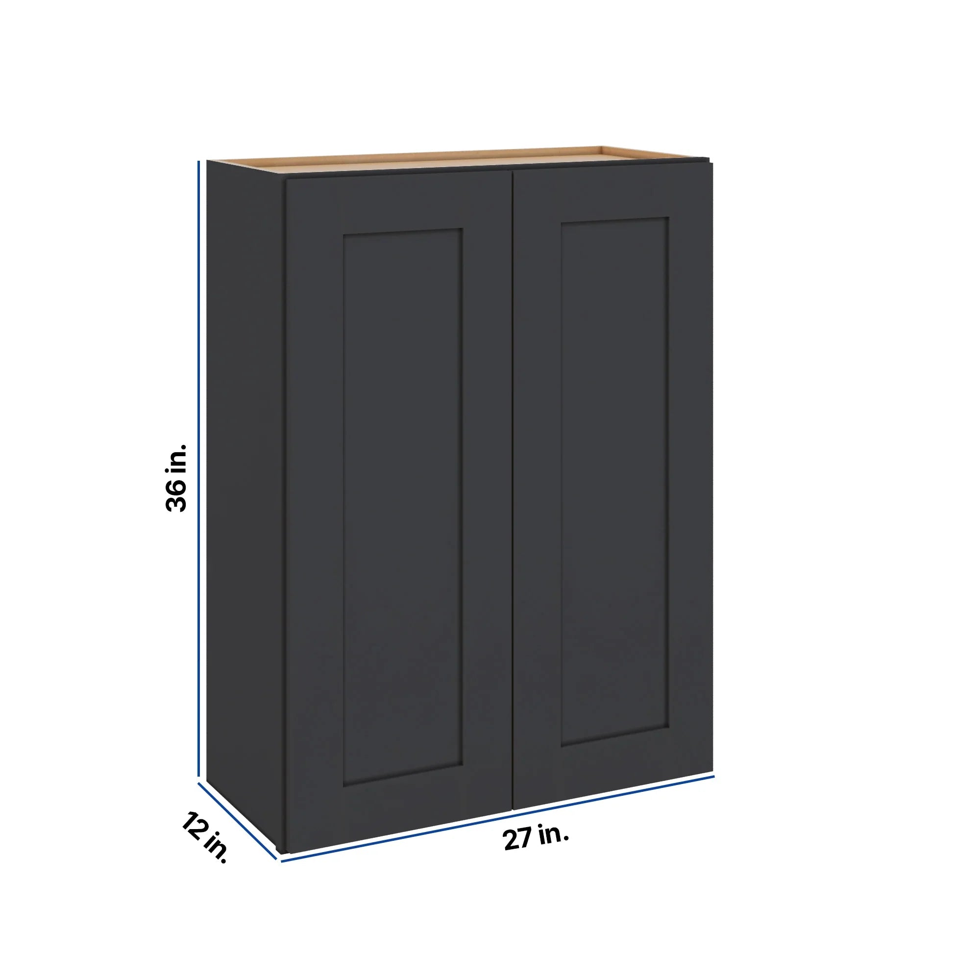Modernform Cabinet Onyx Black Shaker 27" W X 36" H X 12" D Double Door Wall Cabinet
