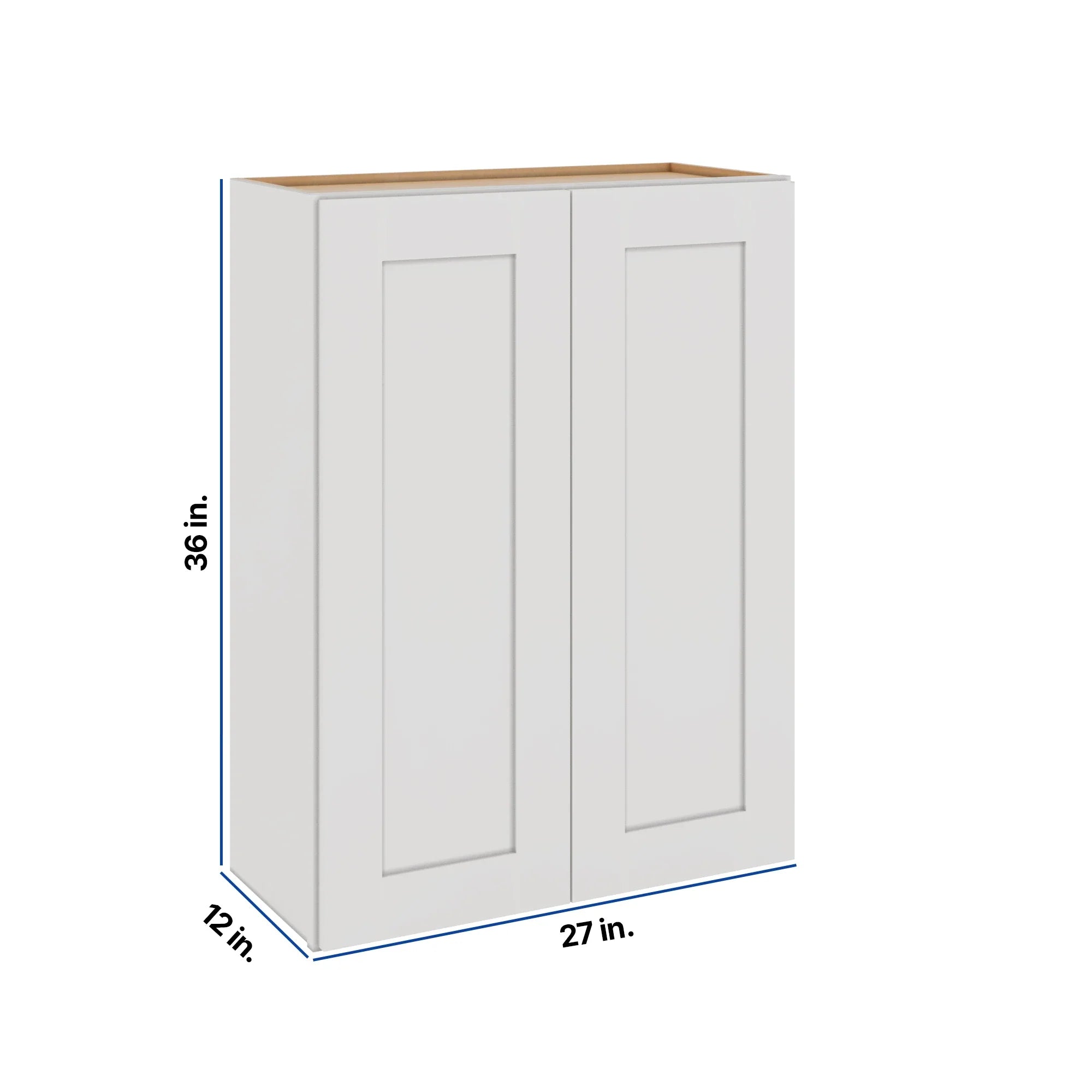 Modernform Cabinet White Shaker 27" W X 36" H X 12" D Double Door Wall Cabinet