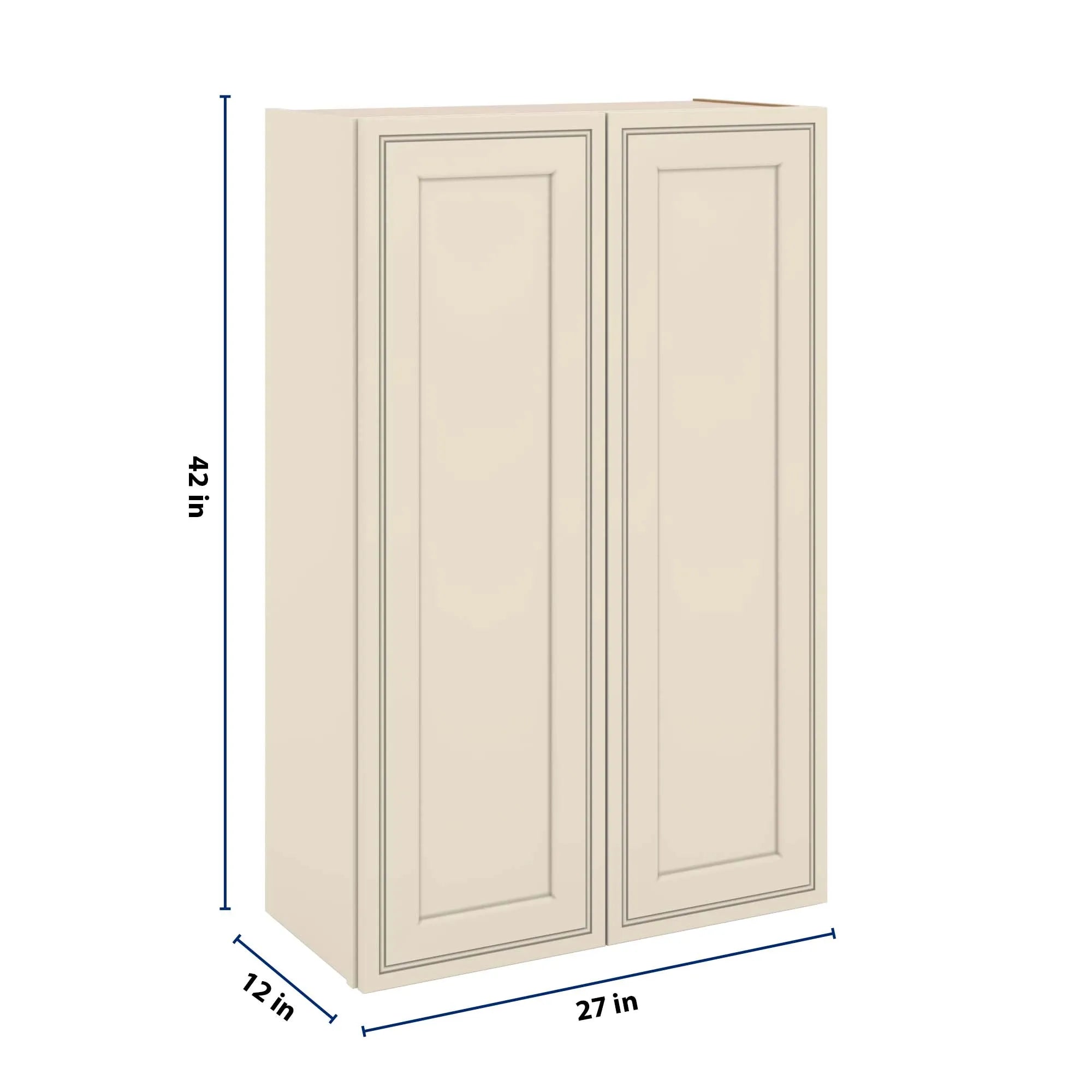 J&K Pearl Glazed H9 Double Door Wall Cabinet - 27" W x 42" H