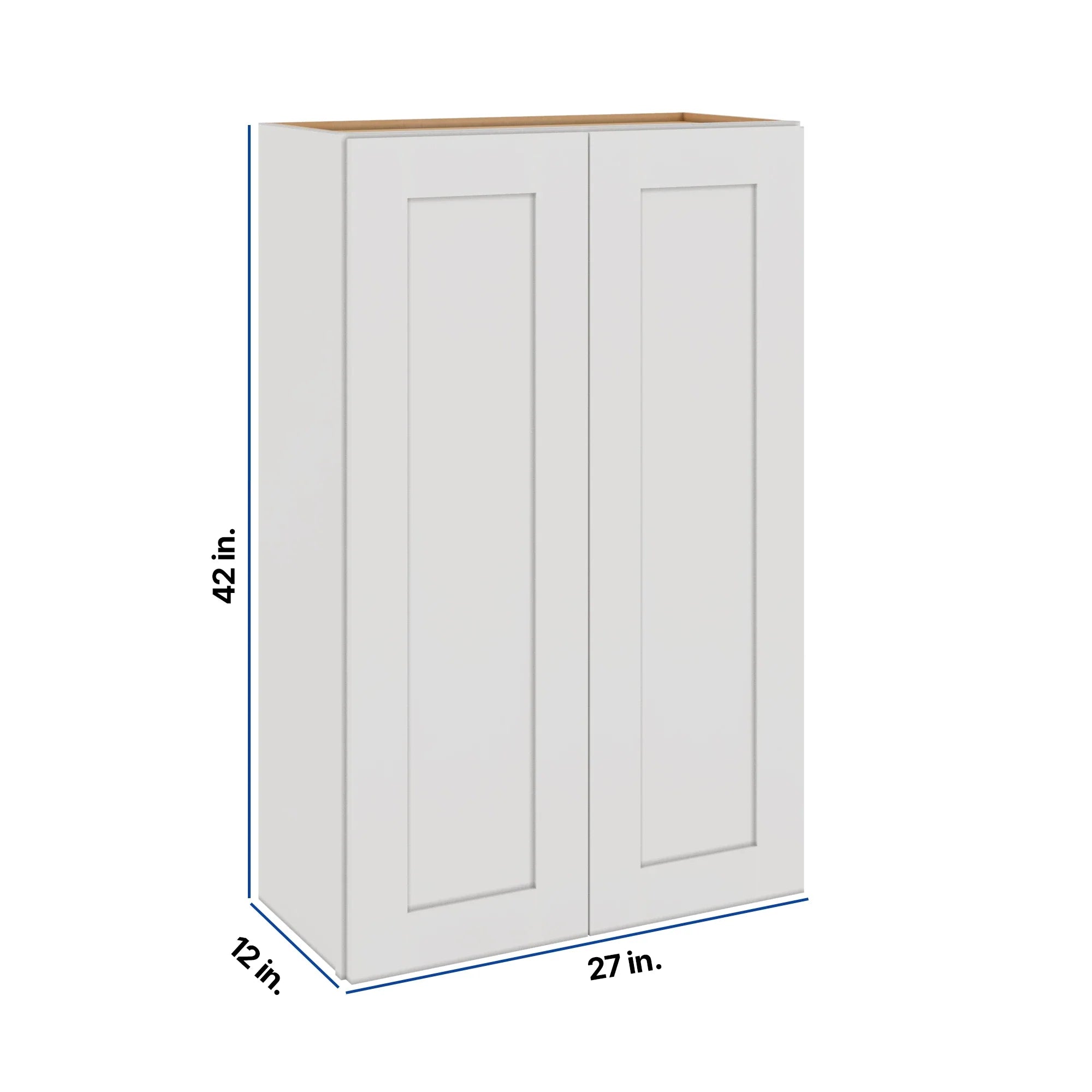 Modernform Cabinet White Shaker 27" W X 42" H X 12" D Double Door Wall Cabinet