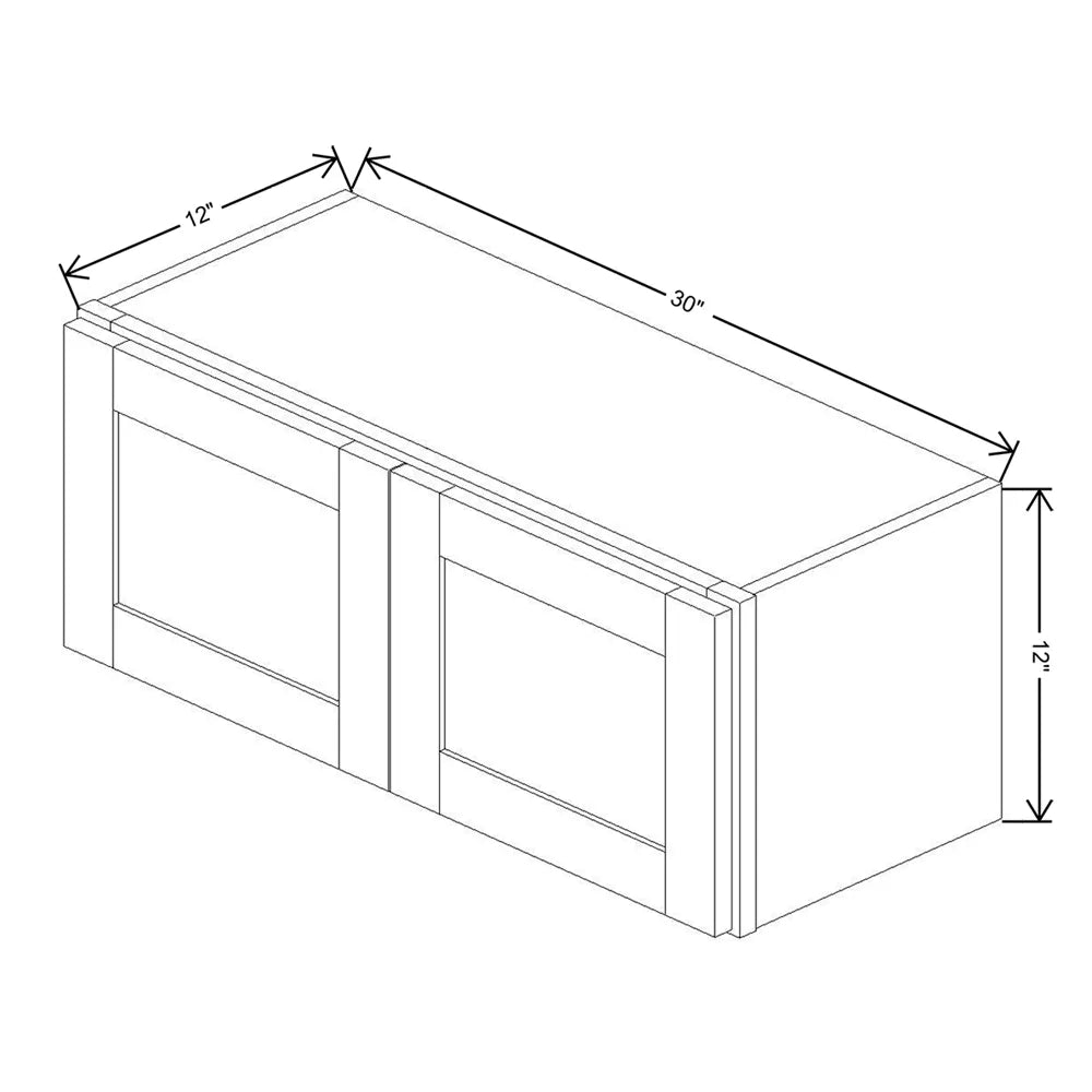 Kitchen Cabinet Distributors Shaker Designer White 5PC Double Door Wall Cabinet - 30" W x 12" H