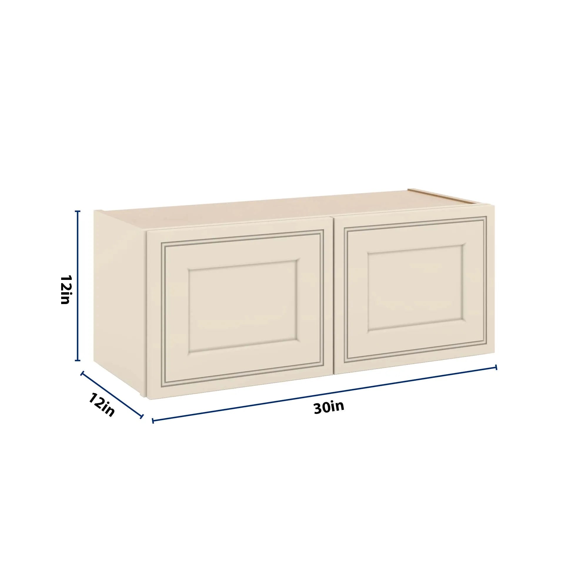J&K Pearl Glazed H9 Double Door Wall Cabinet - 30" W x 12" H