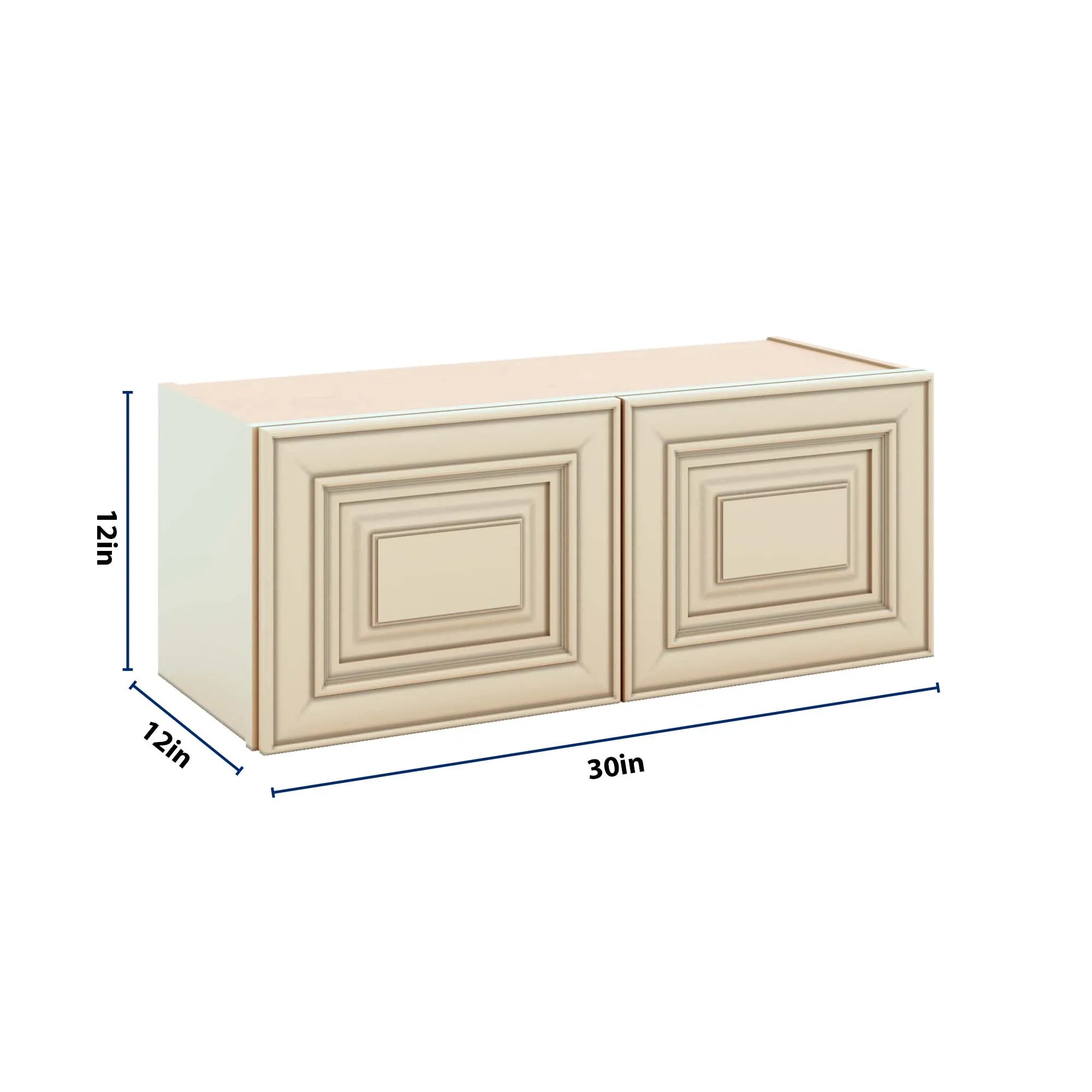 J&K Creme Glazed A7 Double Door Wall Cabinet - 30" W x 12" H