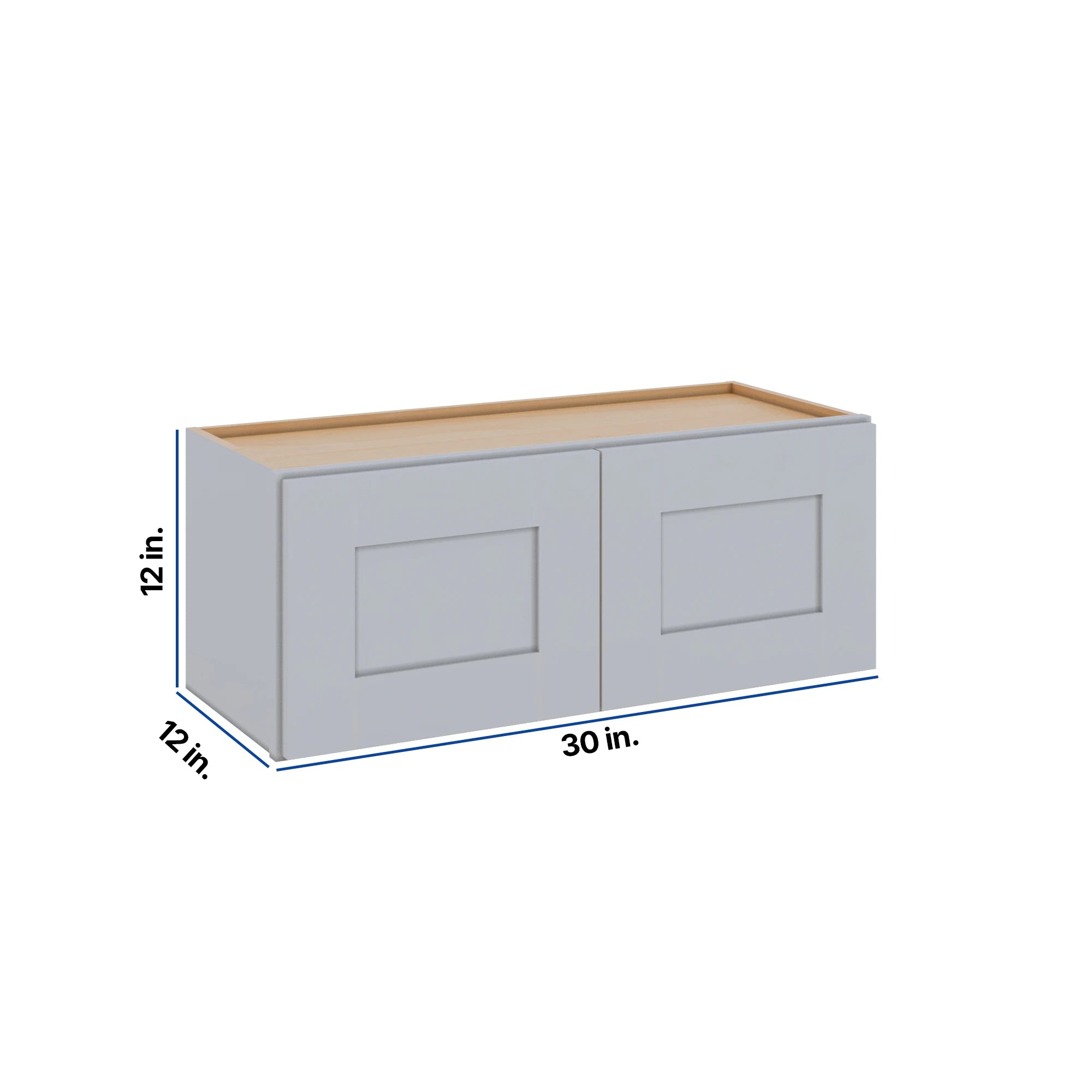Modernform Cabinet Grey Shaker 30" W X 12" H X 12" D Double Door Wall Cabinet