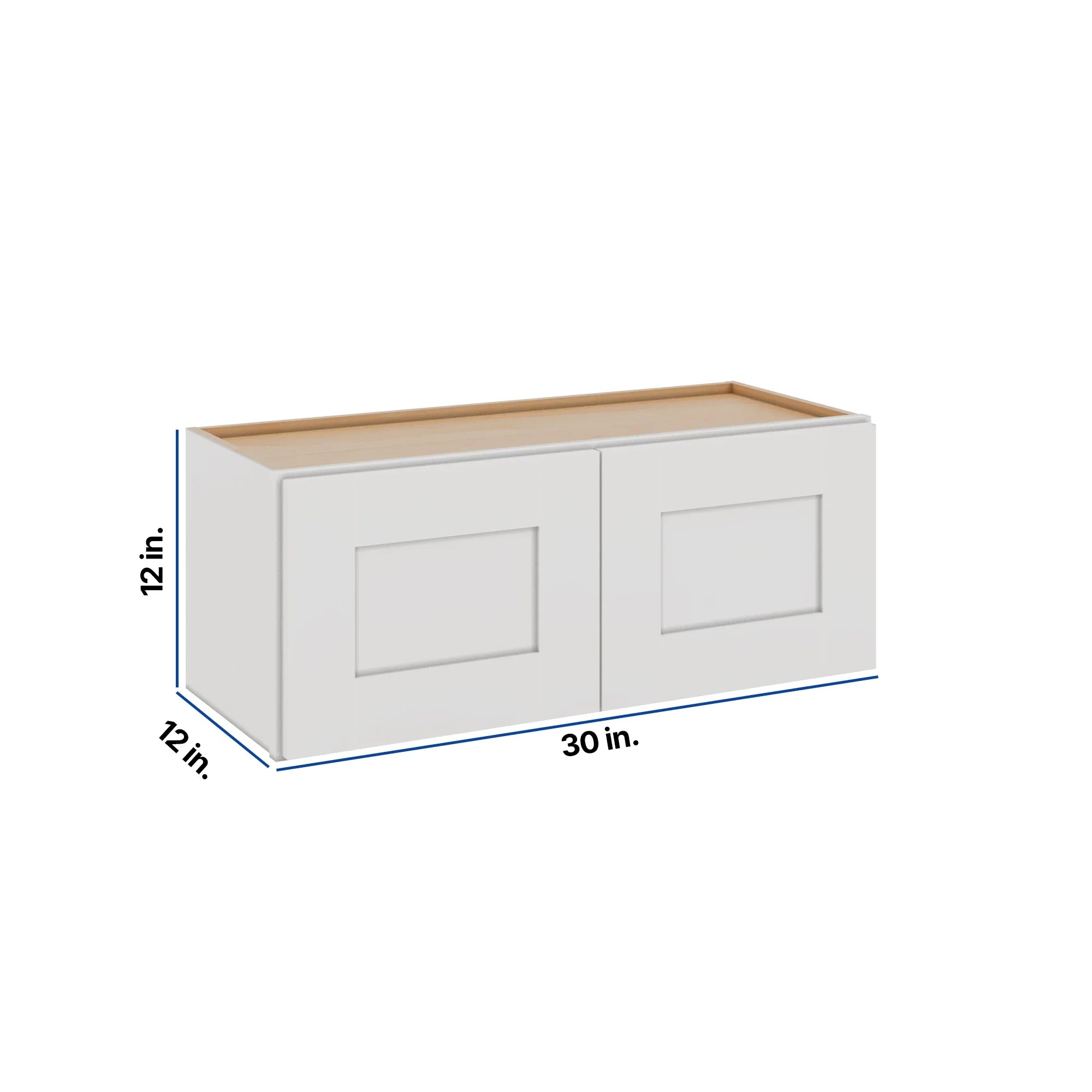 Modernform Cabinet White Shaker 30" W X 12" H X 12" D Double Door Wall Cabinet