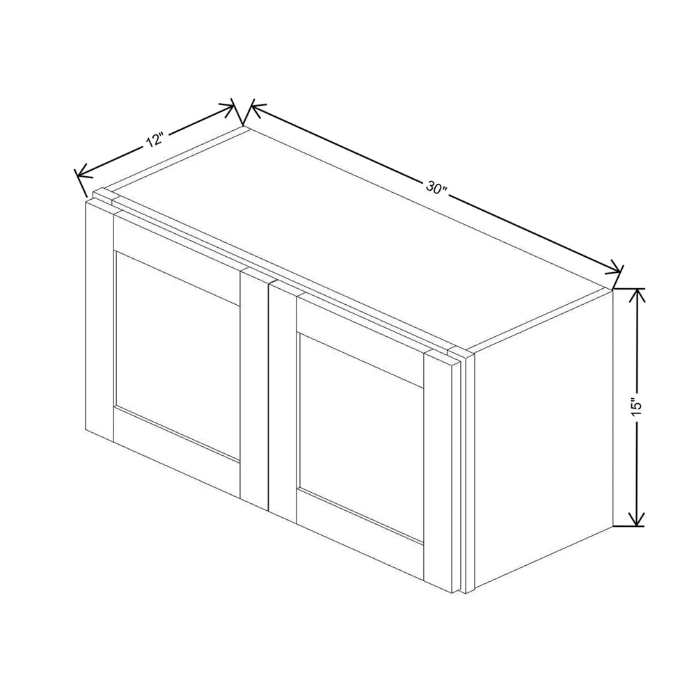 Kitchen Cabinet Distributors Shaker Designer White 5PC Double Door Wall Cabinet - 30" W x 15" H