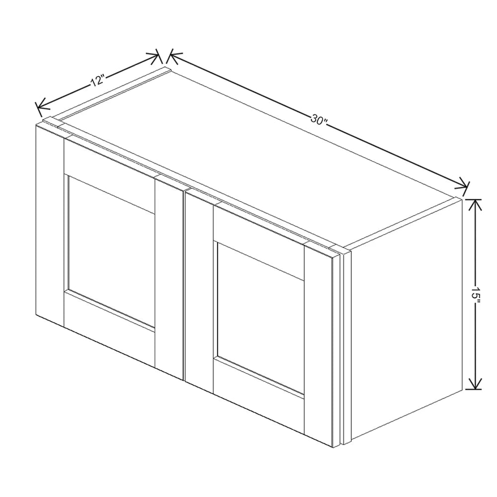 J&K Pearl Glazed H9 Double Door Wall Cabinet - 30" W x 15" H