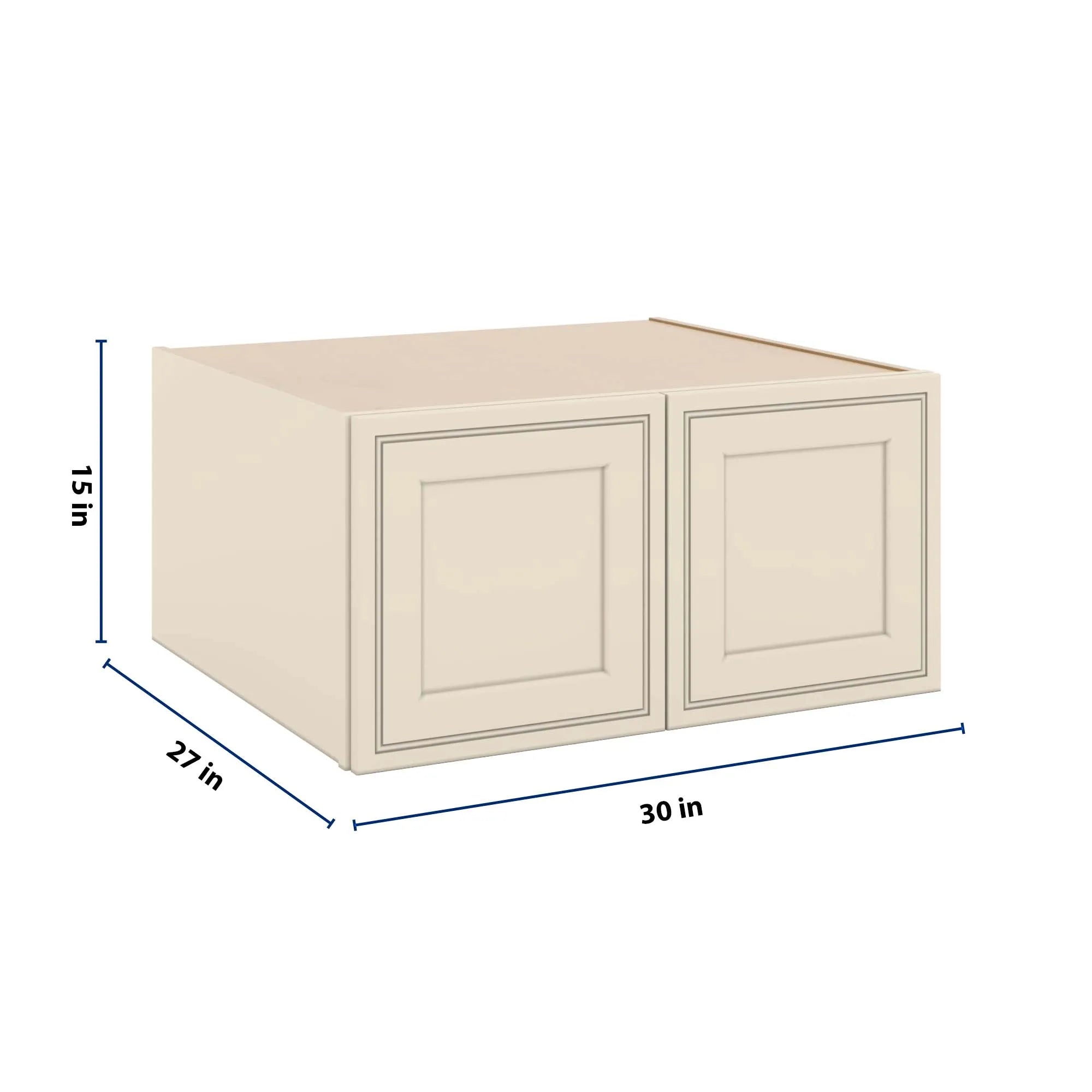 J&K Pearl Glazed H9 Refrigerator Wall Cabinet - 30" W x 15" H x 27" D