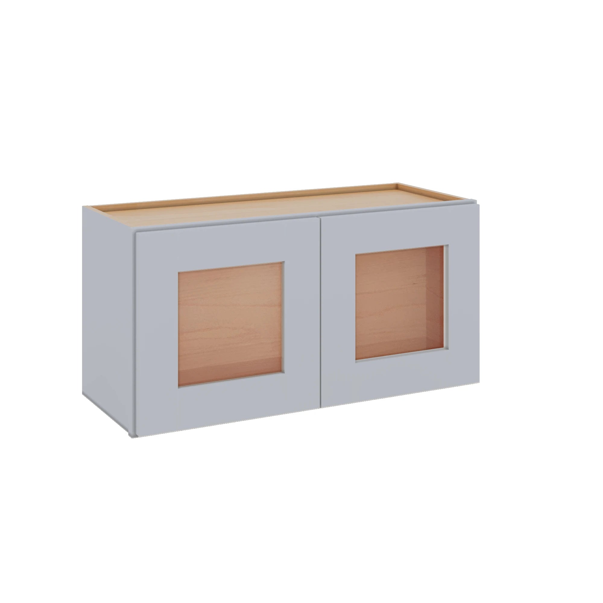 Modernform Cabinet Grey Shaker 30" W X 15" H X 12" D Double Glass Door Wall Cabinet