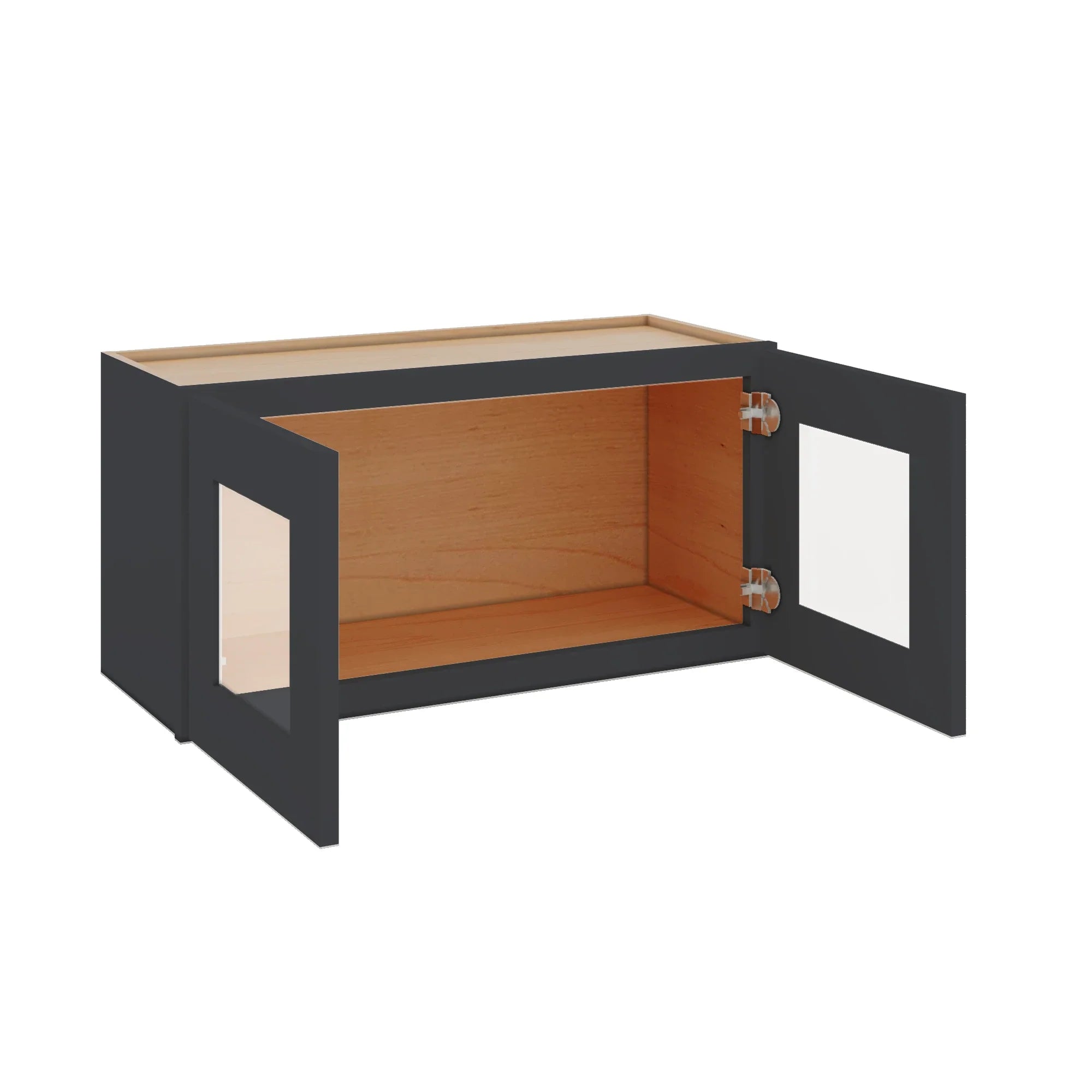 Modernform Cabinet Onyx Black Shaker 30" W X 15" H X 12" D Double Glass Door Wall Cabinet