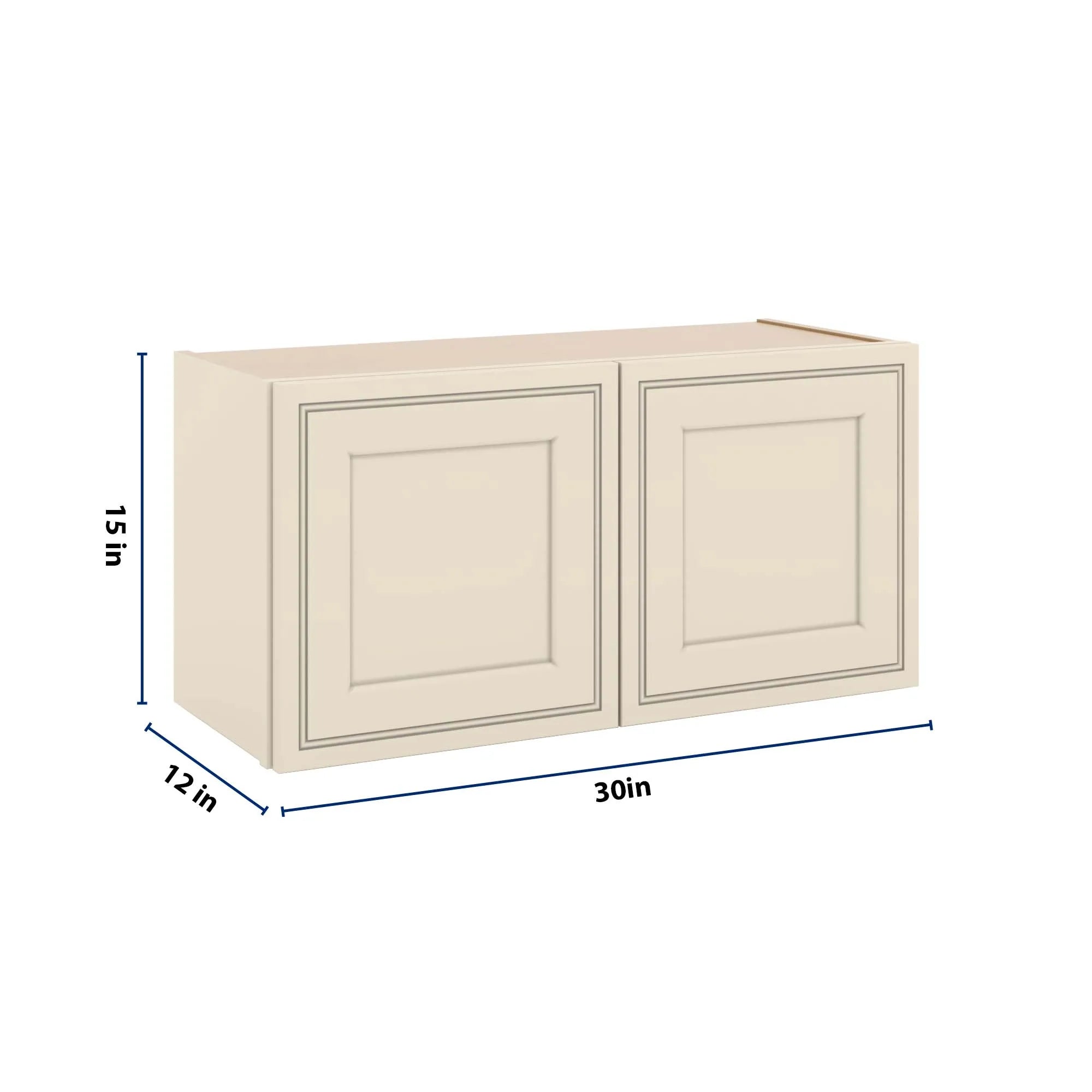 J&K Pearl Glazed H9 Double Door Wall Cabinet - 30" W x 15" H