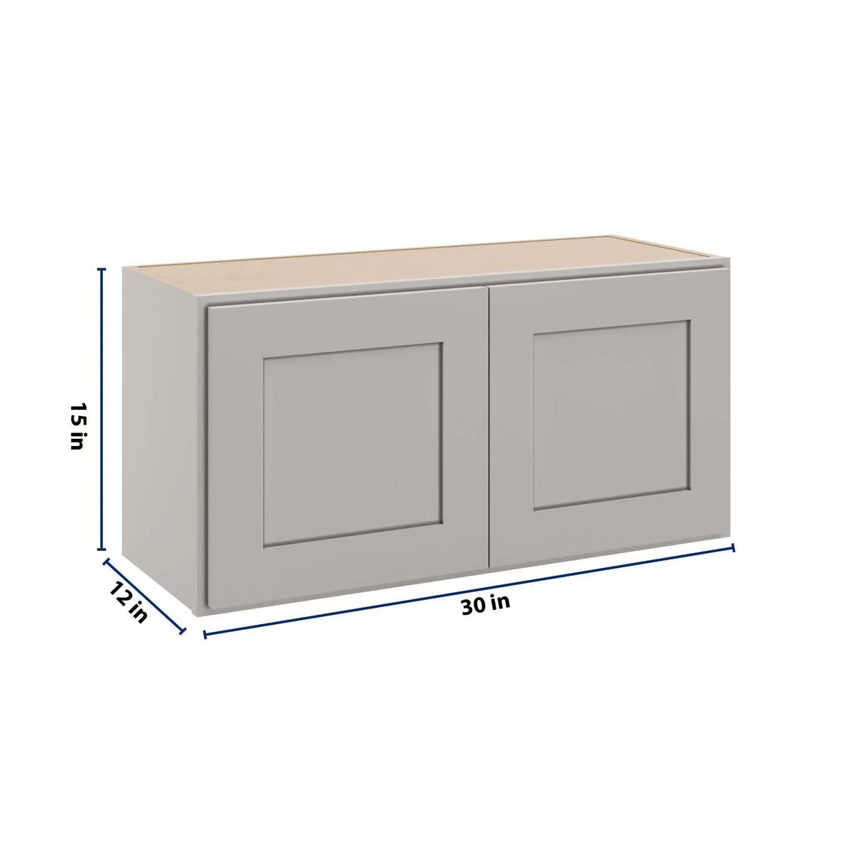 cnc luxor misty grey 30 w x 15 h double door wall cabinet