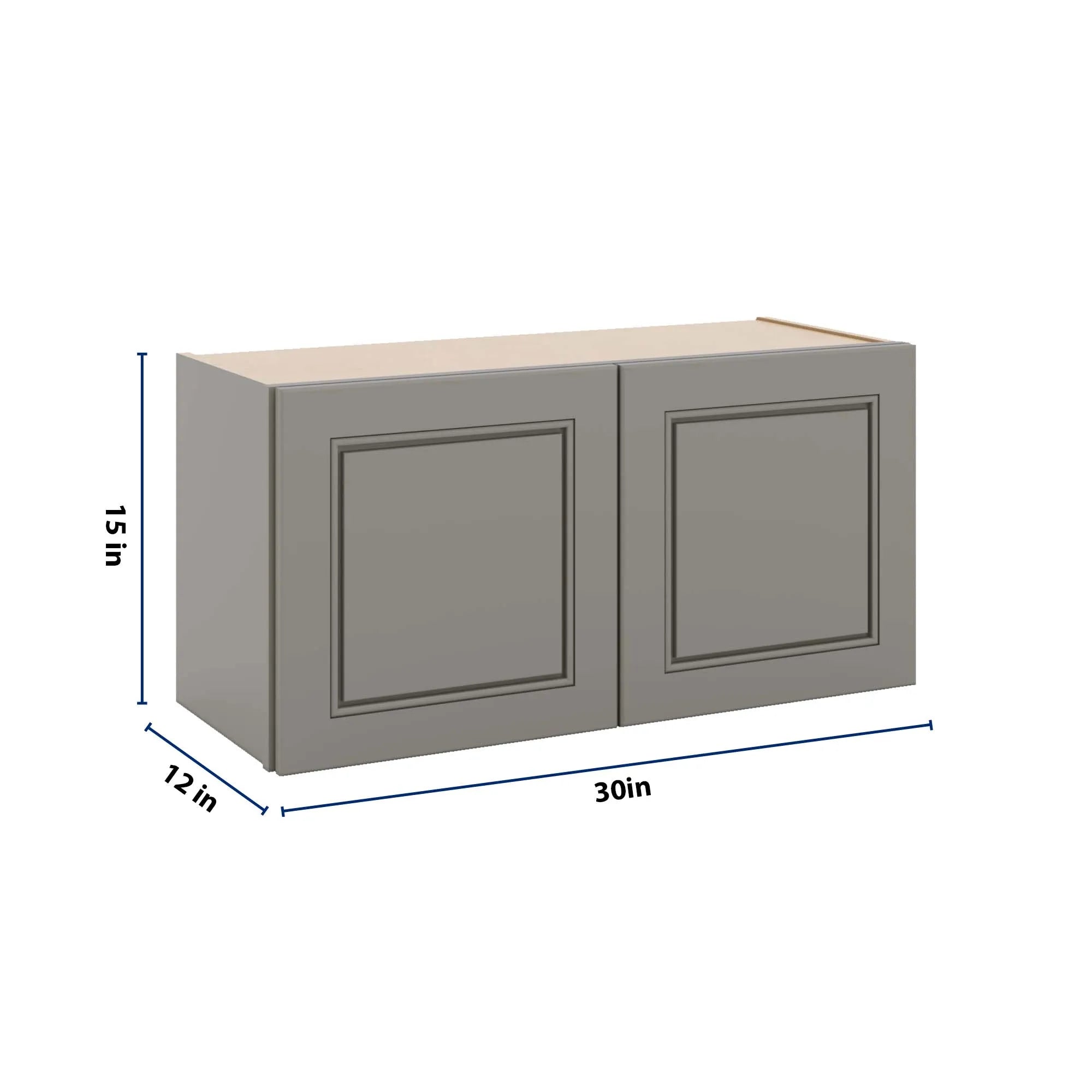 J&K Greige K3 Double Door Wall Cabinet - 30" W x 15" H