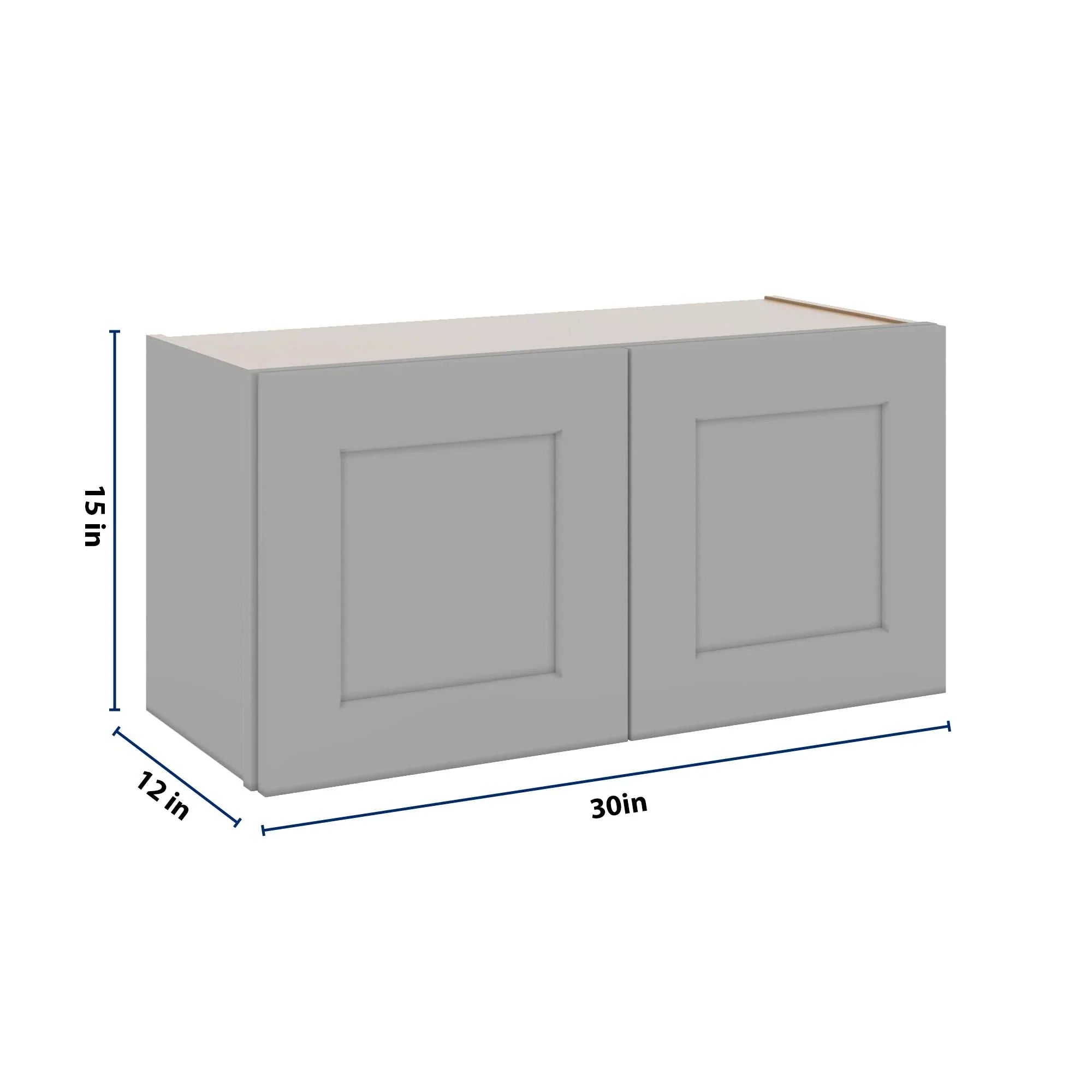 J&K Castle Grey S5 Double Door Wall Cabinet - 30" W x 15" H