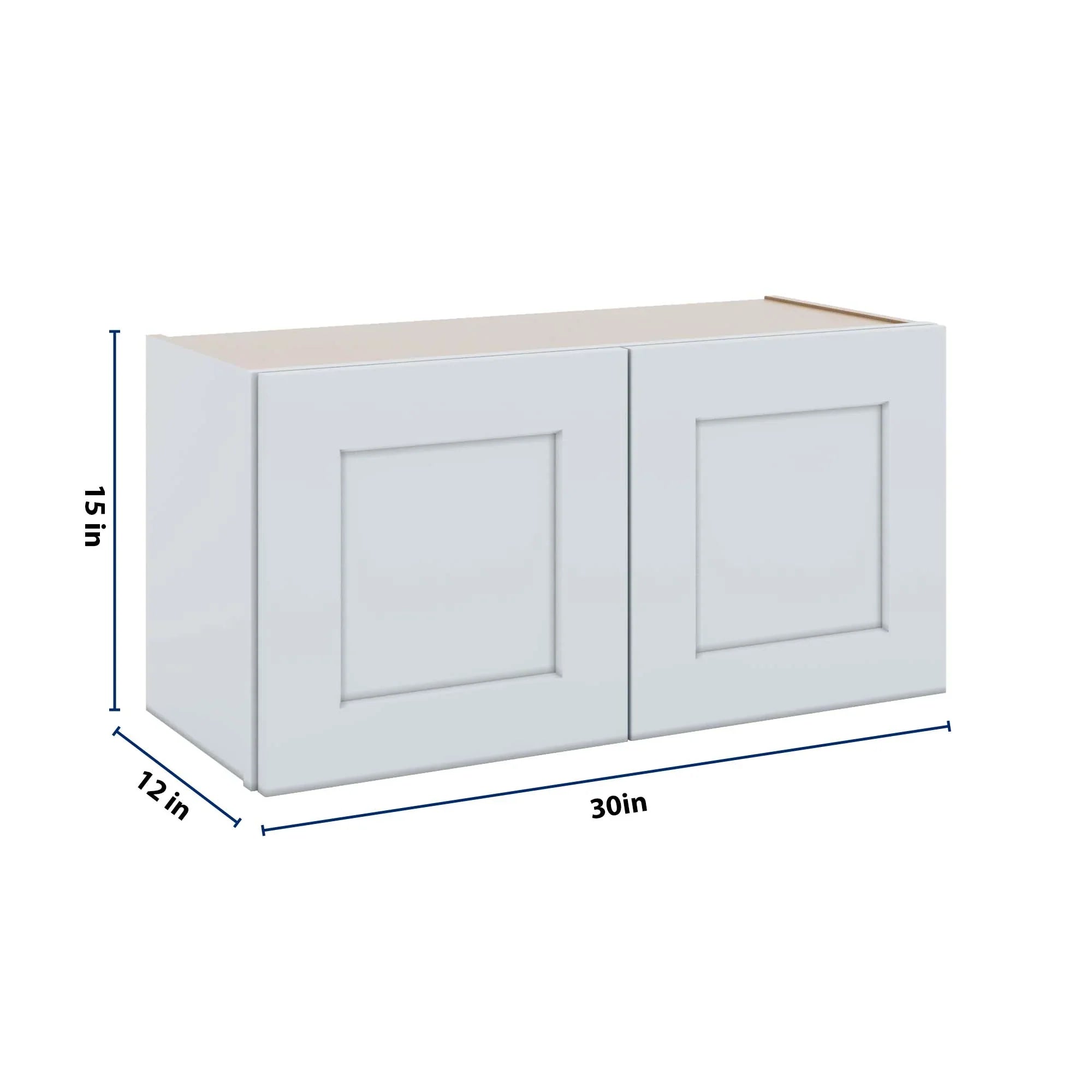 J&K White Shaker S8 Double Door Wall Cabinet - 30" W x 15" H