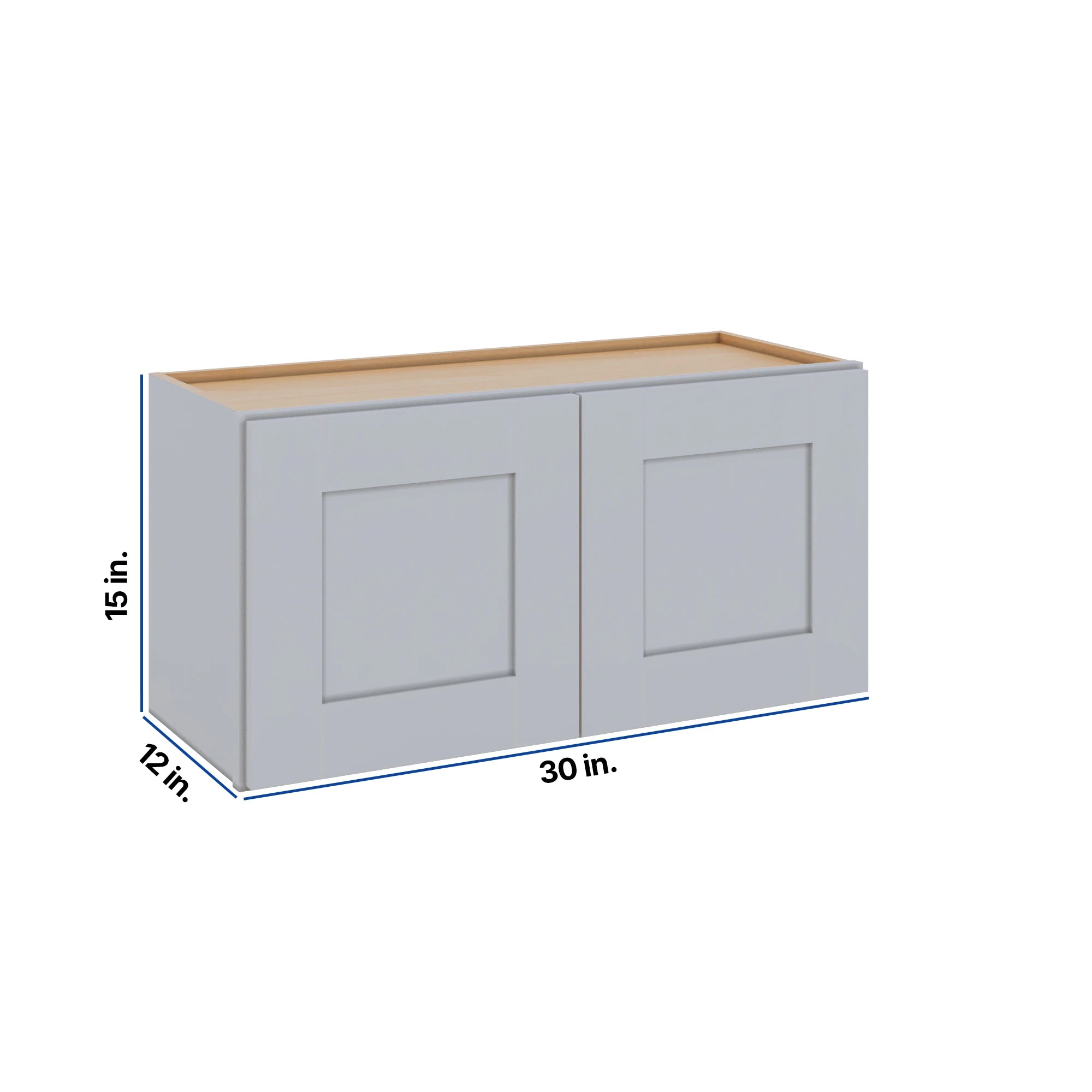 Modernform Cabinet Grey Shaker 30" W X 15" H X 12" D Double Door Wall Cabinet
