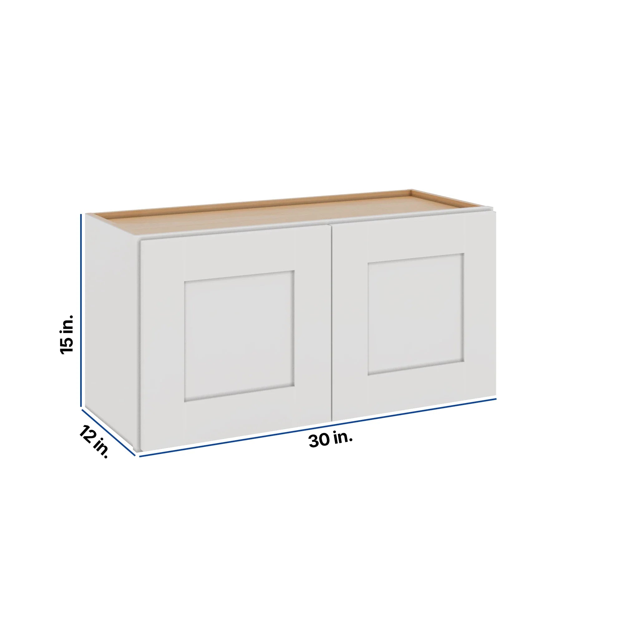 Modernform Cabinet White Shaker 30" W X 15" H X 12" D Double Door Wall Cabinet