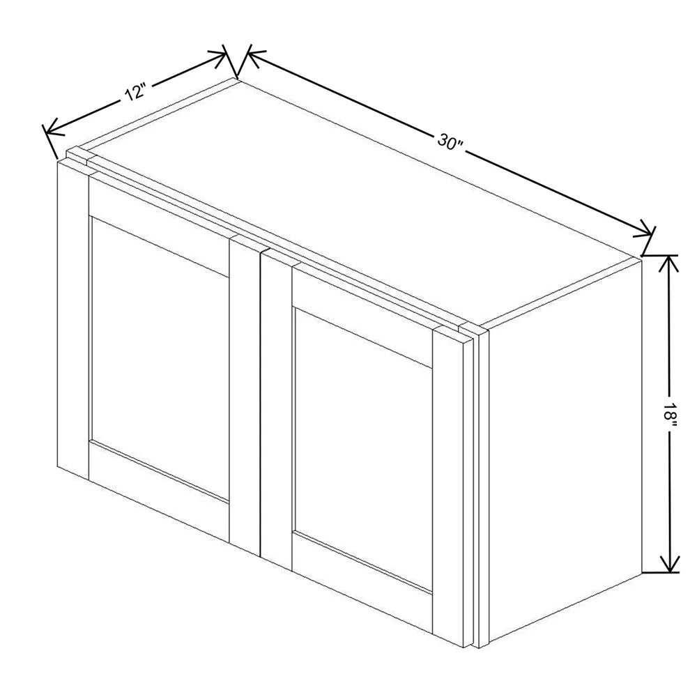 Kitchen Cabinet Distributors Shaker Designer White 5PC Double Door Wall Cabinet - 30" W x 18" H