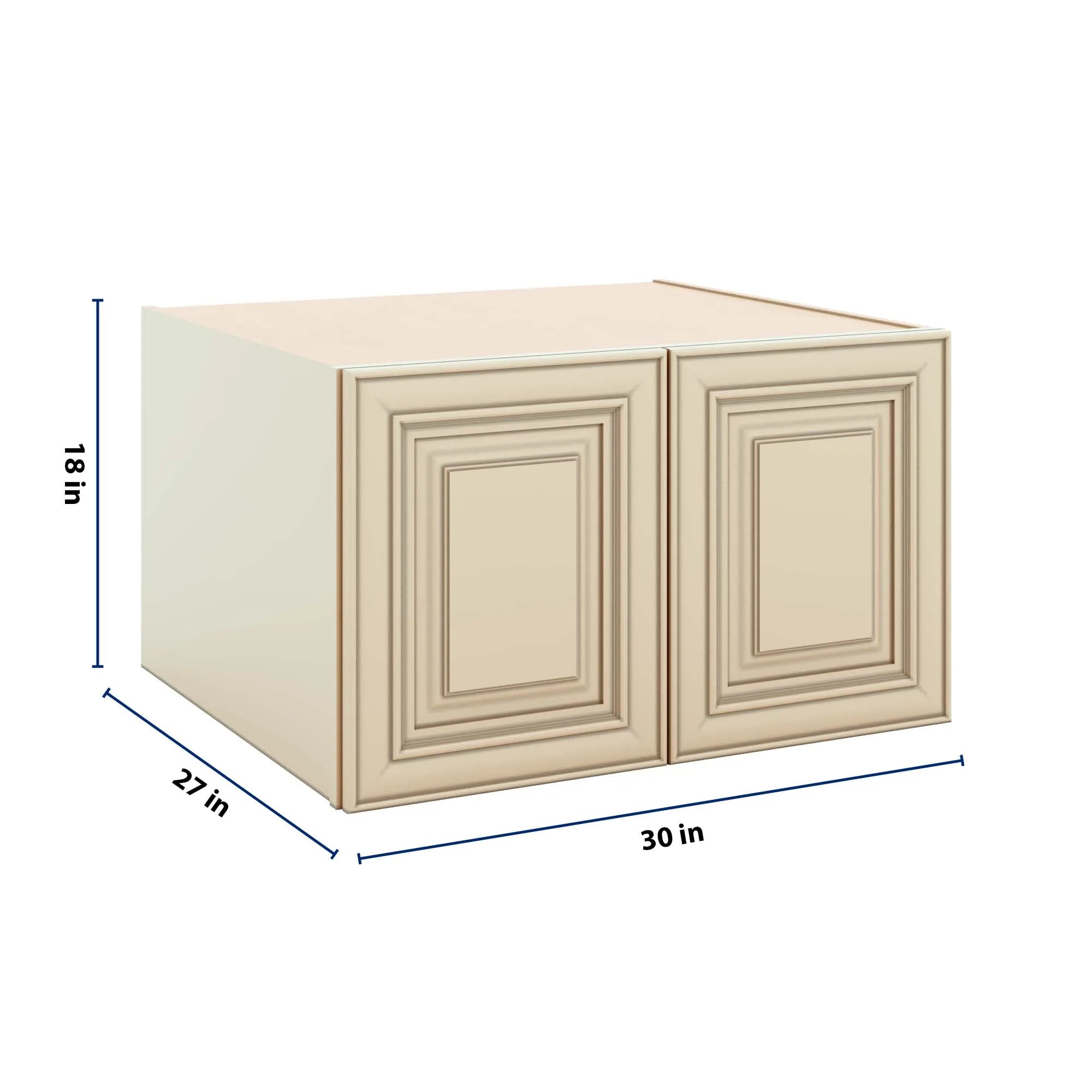 J&K Creme Glazed A7 Refrigerator Wall Cabinet - 30" W x 18" H x 27" D