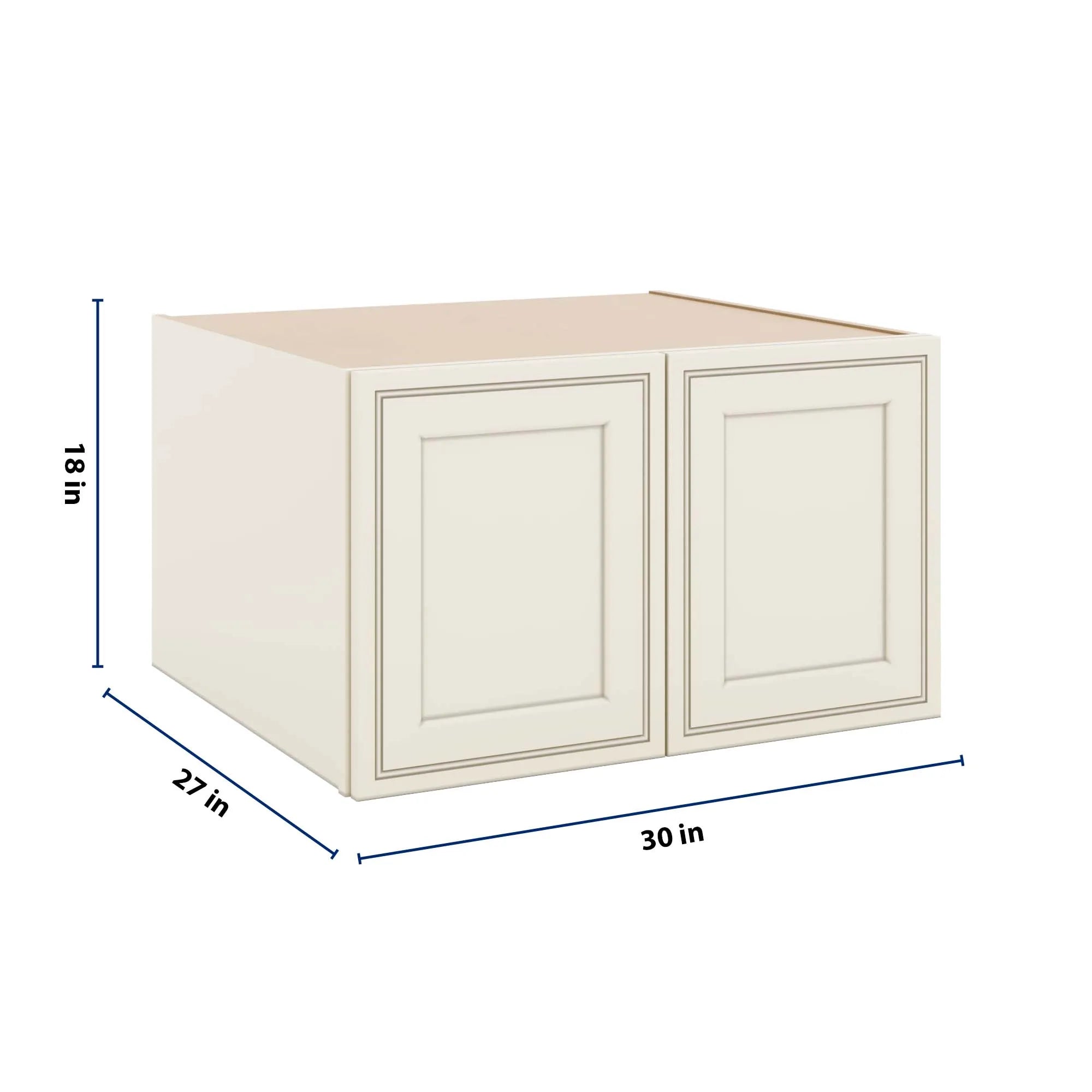 J&K Pearl Glazed H9 Refrigerator Wall Cabinet - 30" W x 18" H x 27" D