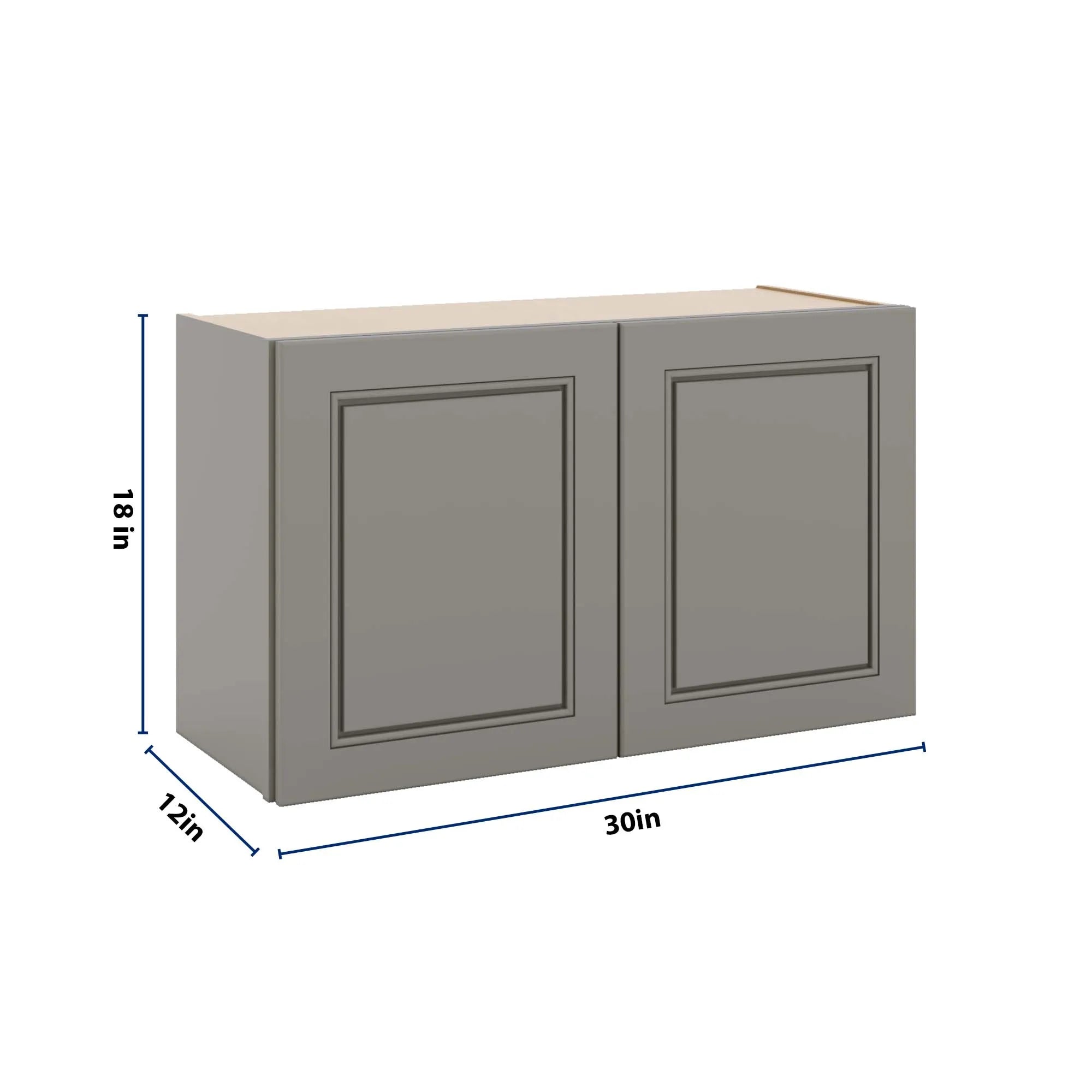 J&K Greige K3 Double Door Wall Cabinet - 30" W x 18" H