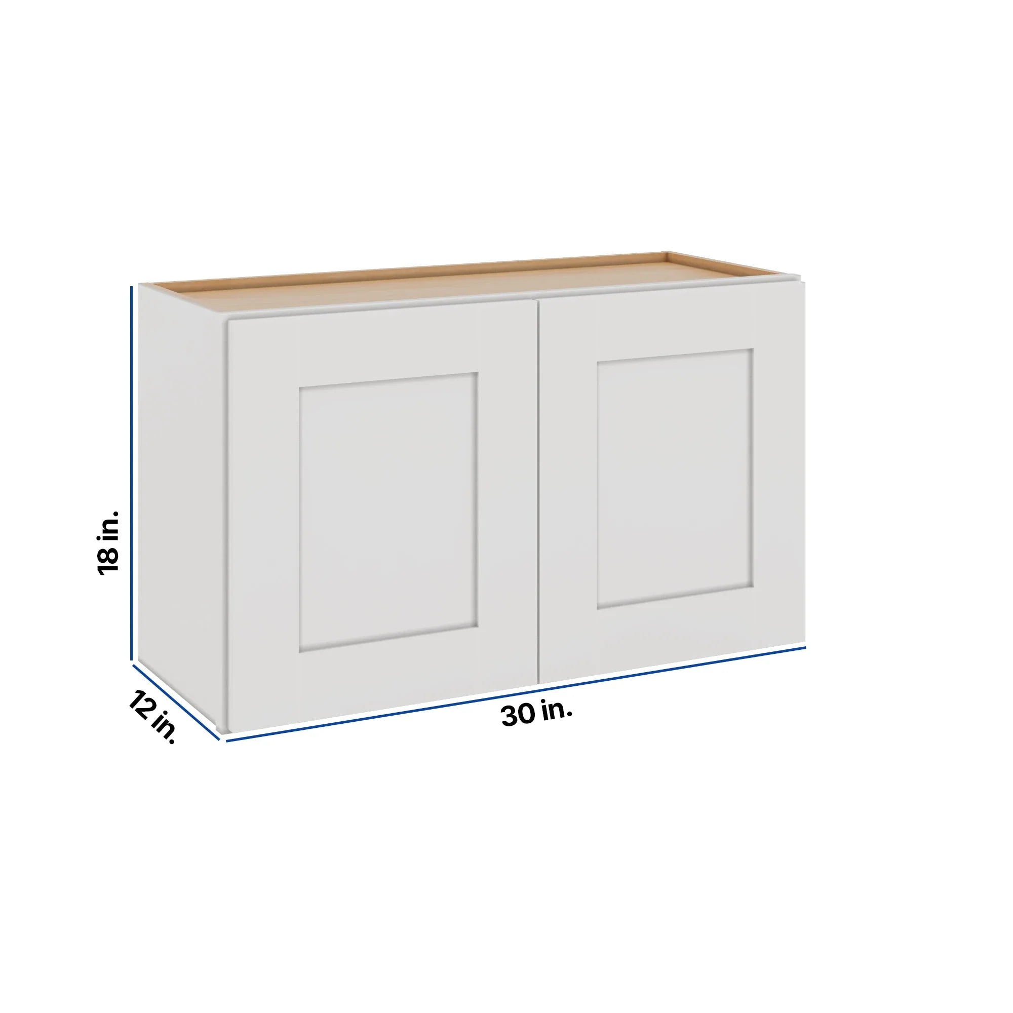 Modernform Cabinet White Shaker 30" W X 18" H X 12" D Double Door Wall Cabinet