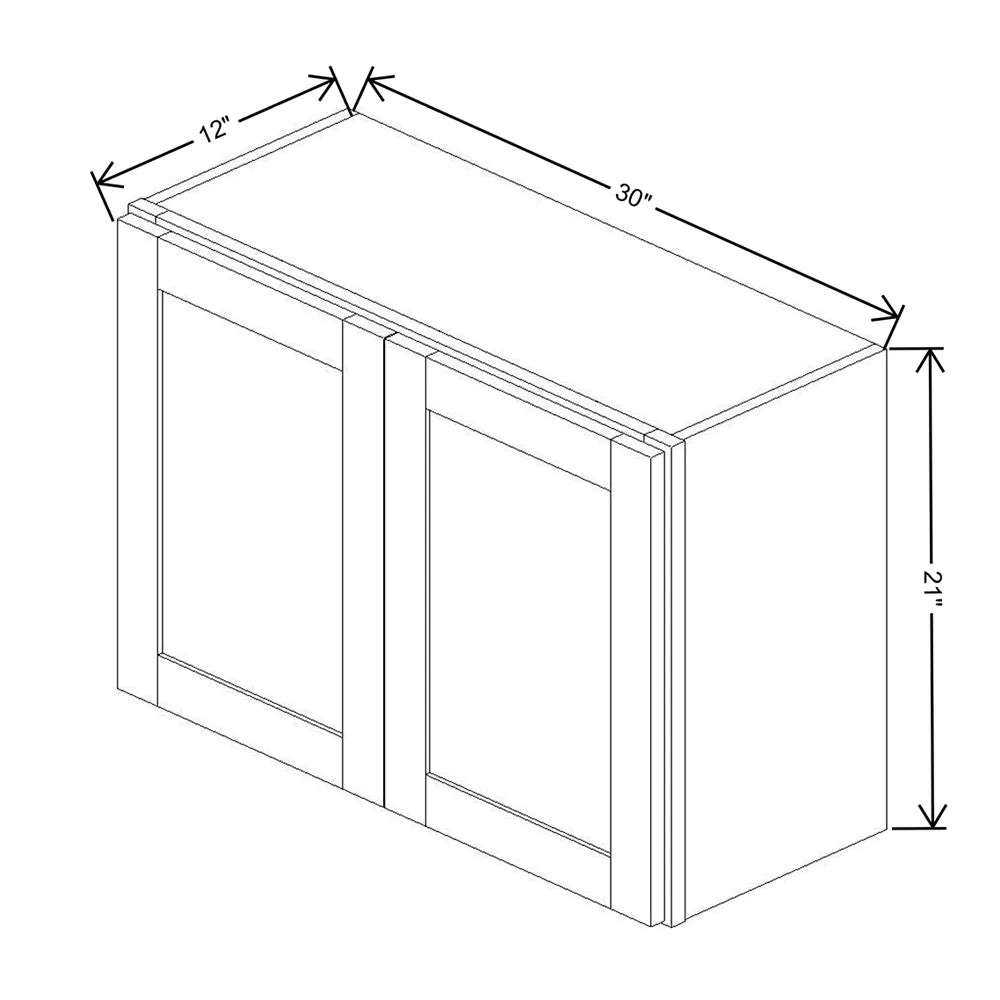 Kitchen Cabinet Distributors Shaker Designer White 5PC Double Door Wall Cabinet - 30" W x 21" H