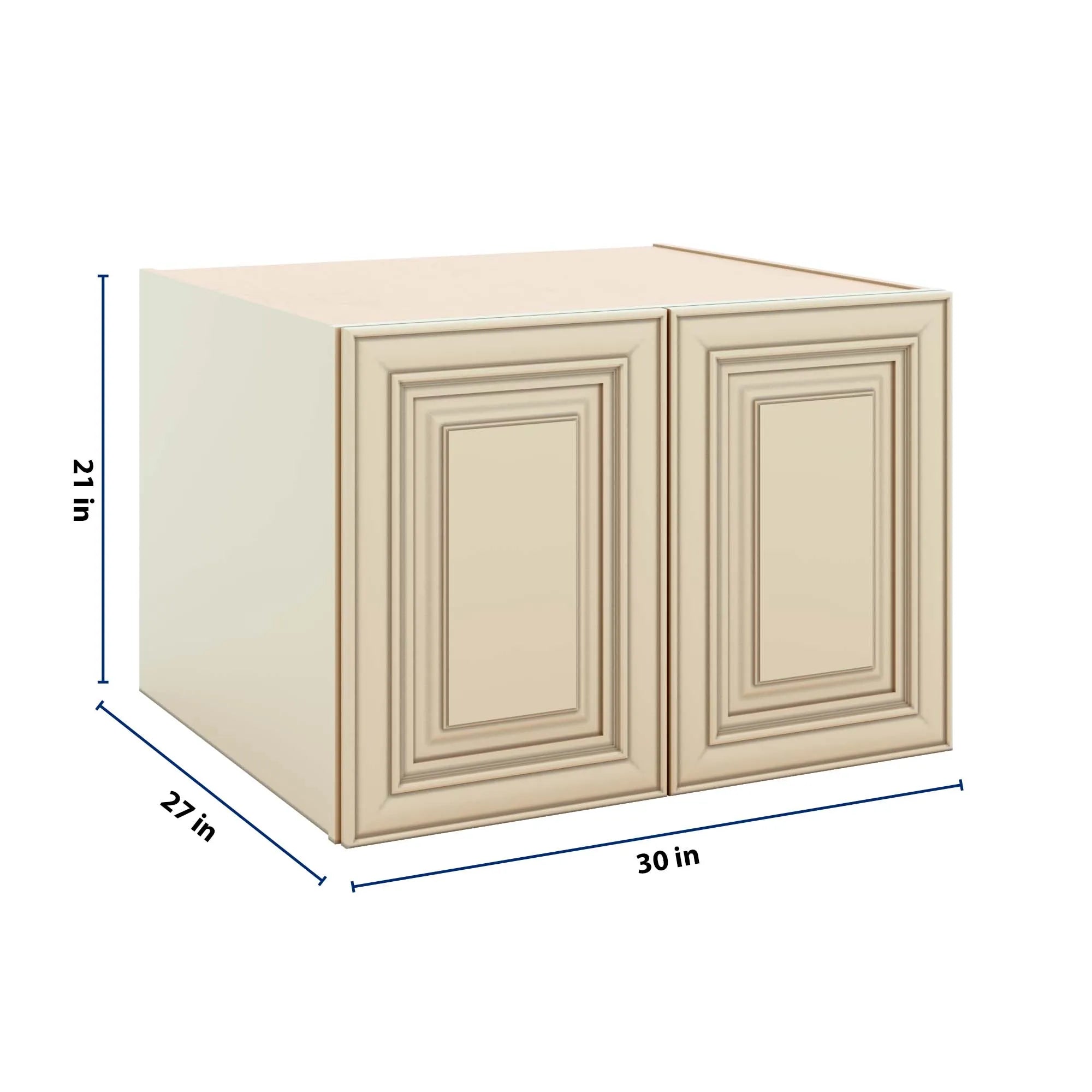 J&K Creme Glazed A7 Refrigerator Wall Cabinet - 30" W x 21" H x 27" D