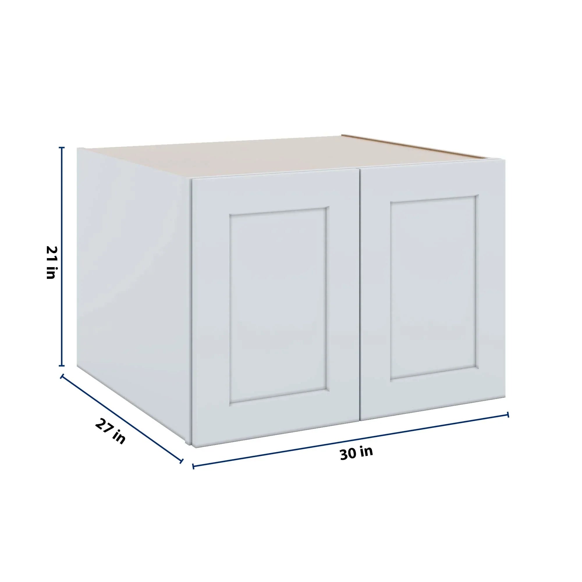 J&K White Shaker S8 Refrigerator Wall Cabinet - 30" W x 21" H x 27" D