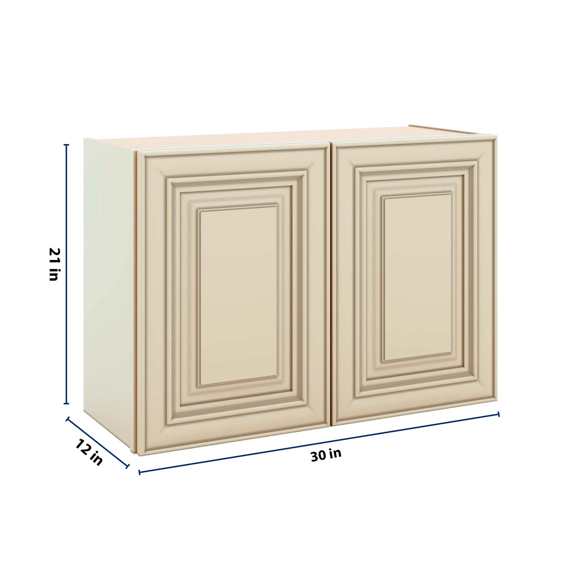 J&K Creme Glazed A7 Double Door Wall Cabinet - 30" W x 21" H